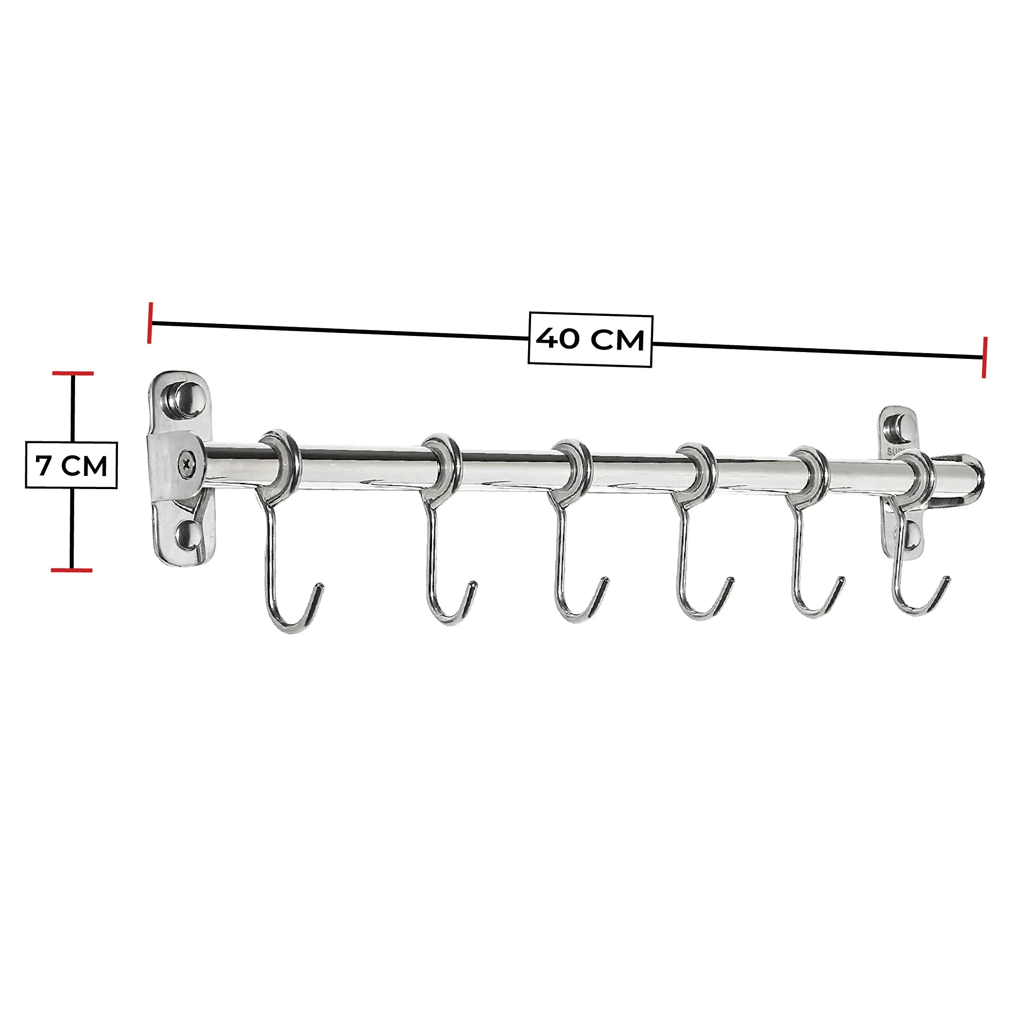 Plantex Anti Rust 304 Grade Stainless Steel Hook Hanger Rail/Clothes Hanger for Wall/Hook Rail for Bathroom and Kitchen (Silver) - Image 3