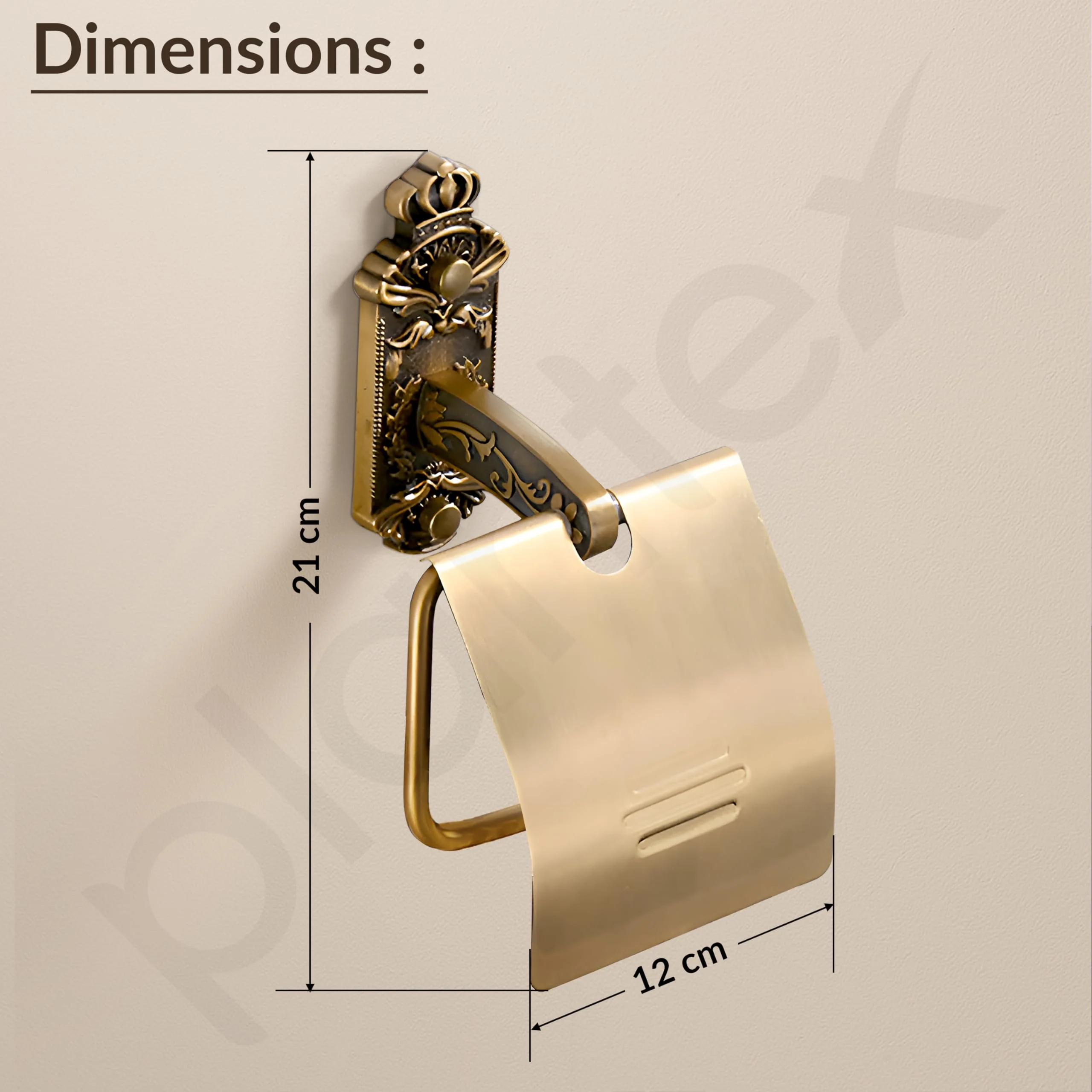 Plantex Antique Aluminum Toilet Paper Holder/Tissue Paper Roll Holder/Toilet Paper Holder Roll Holder for Bathroom Accessories (Brass-Antique) - Image 4