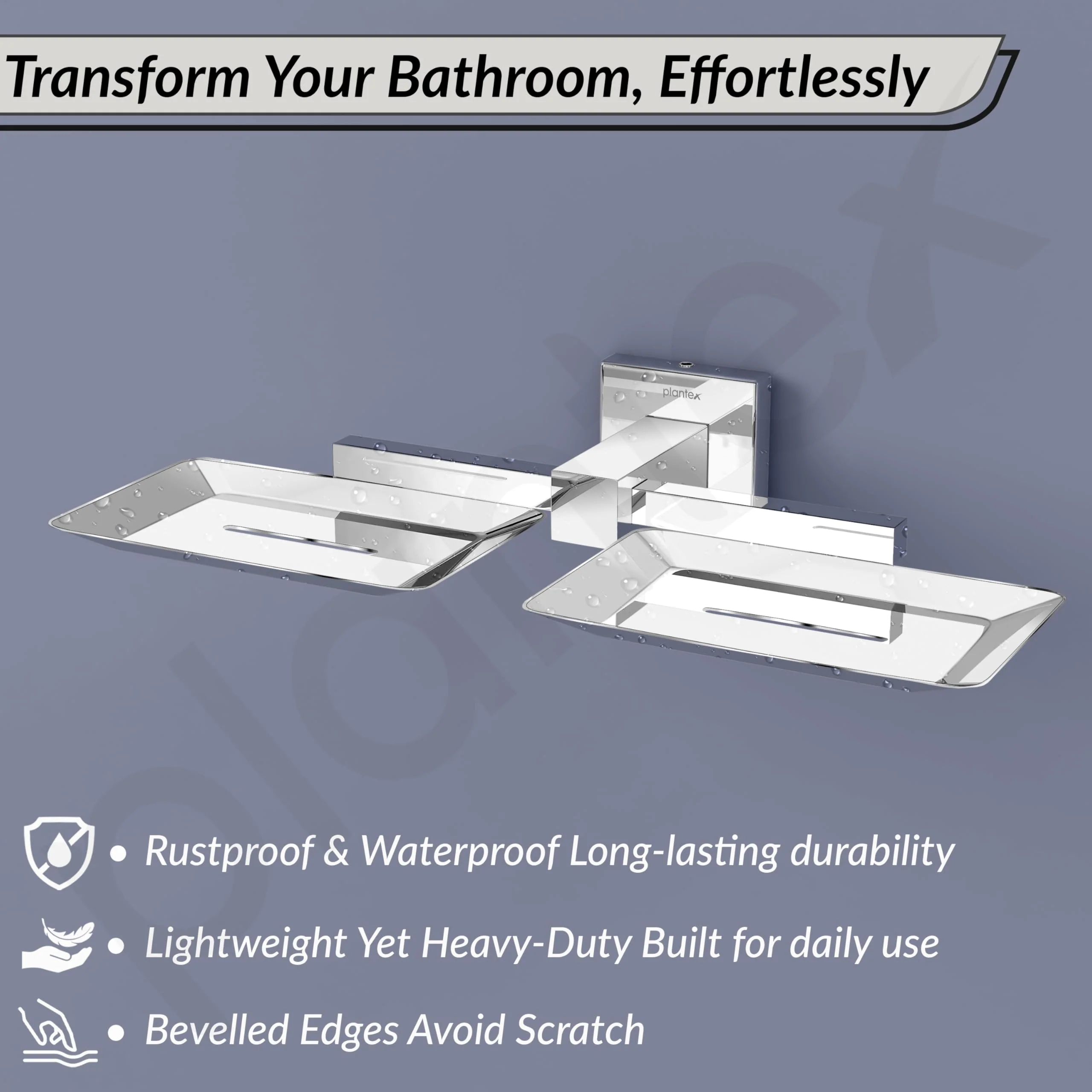 Plantex Aqua Stainless Steel Double Soap Holder for Bathroom/Soap Dish/Soap Stand for Bathroom Accessories - (Chrome) - Image 7