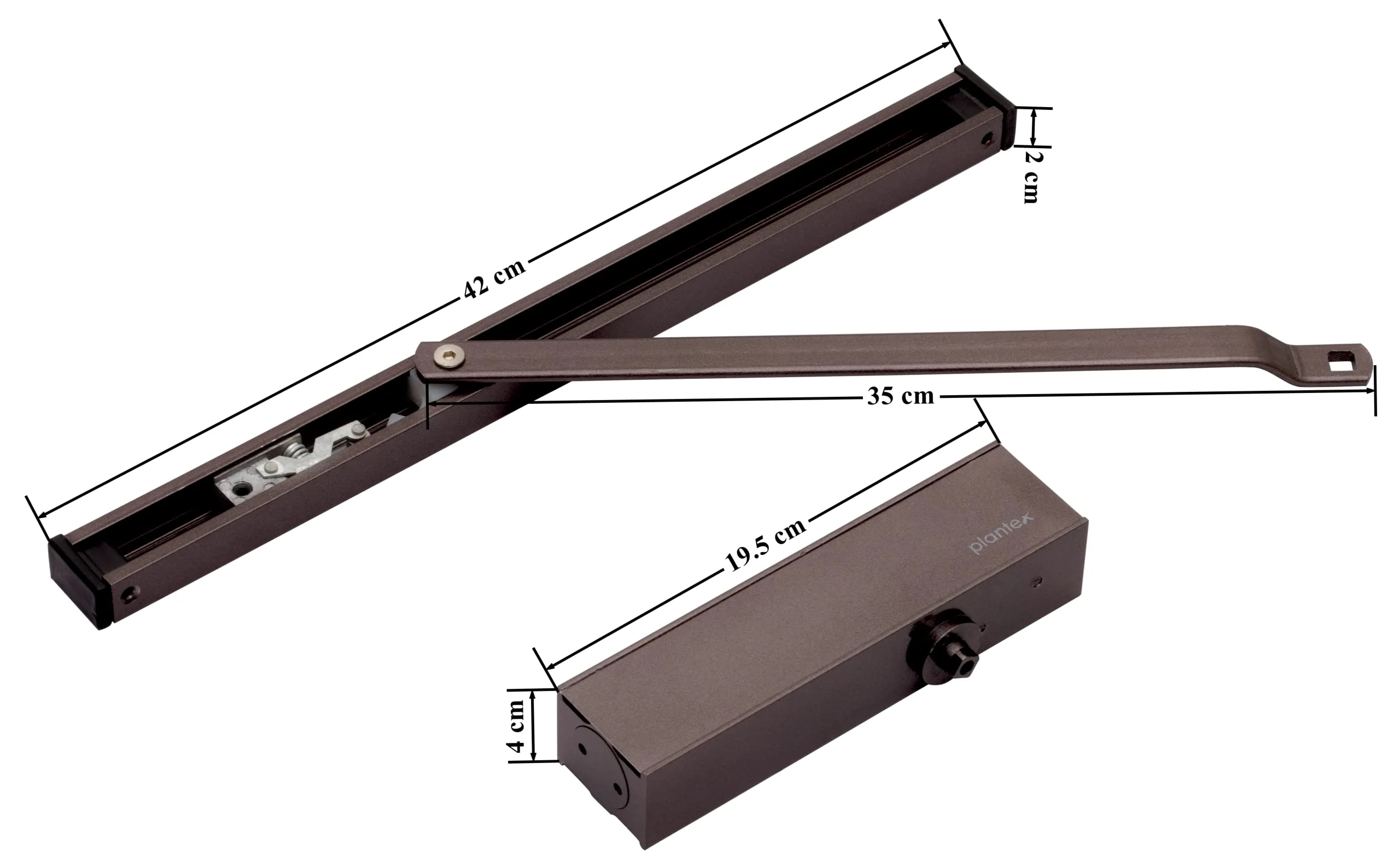 Plantex Automatic Aluminium Soft Door Closer with Double Speed for Heavy Door/Hydraulic Pelmet Arm Door Closer for Hotel-Home-Office (ISO 9001 Certified) (Capacity 120 Kg, Brown) - Image 3