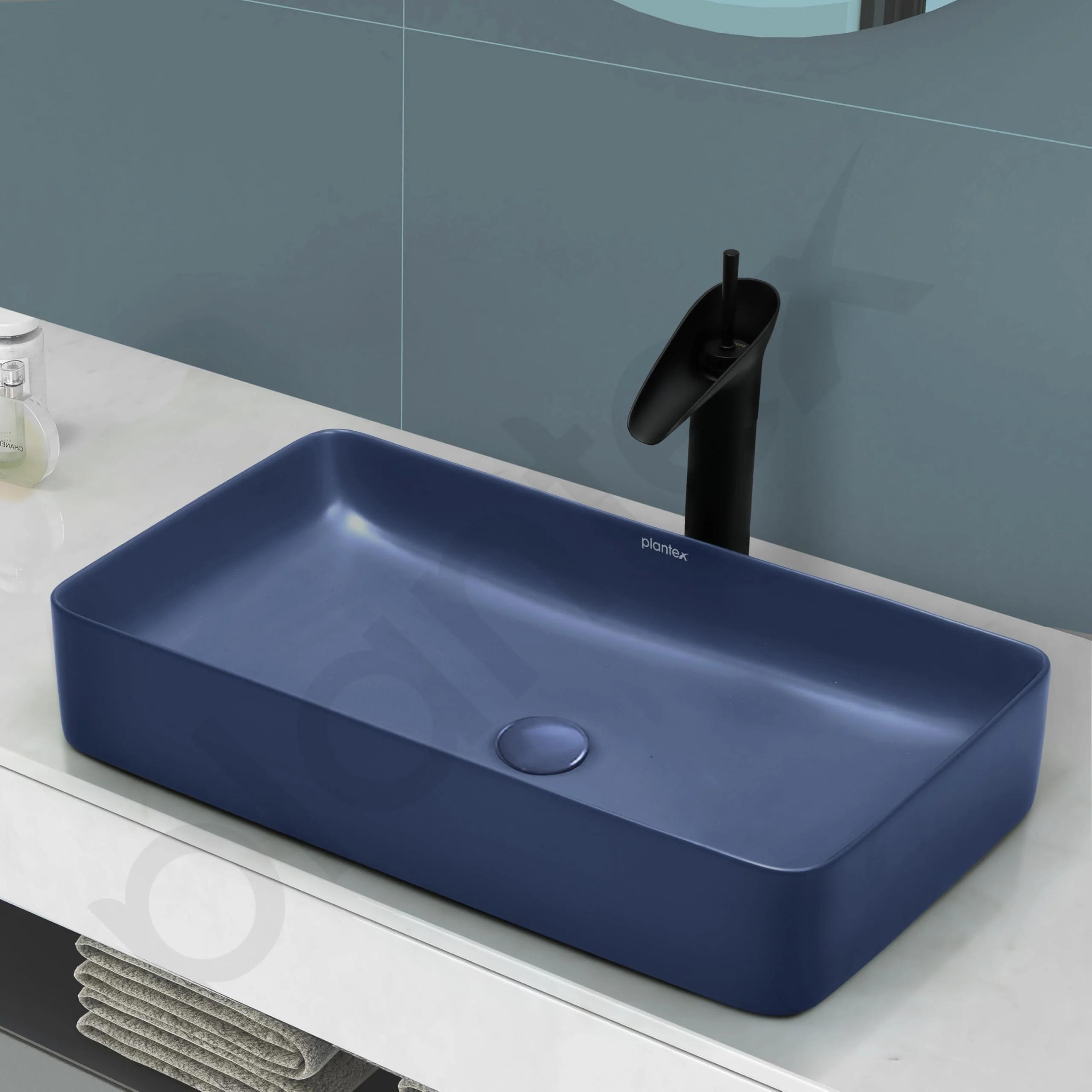 Plantex Basin for Bathroom/Ceramic Table Top Wash Basin/Over Counter Washbasin for Restaurant/Hotel (Matt Blue - 24 x 14 x 4.5 Inch) - Image 6