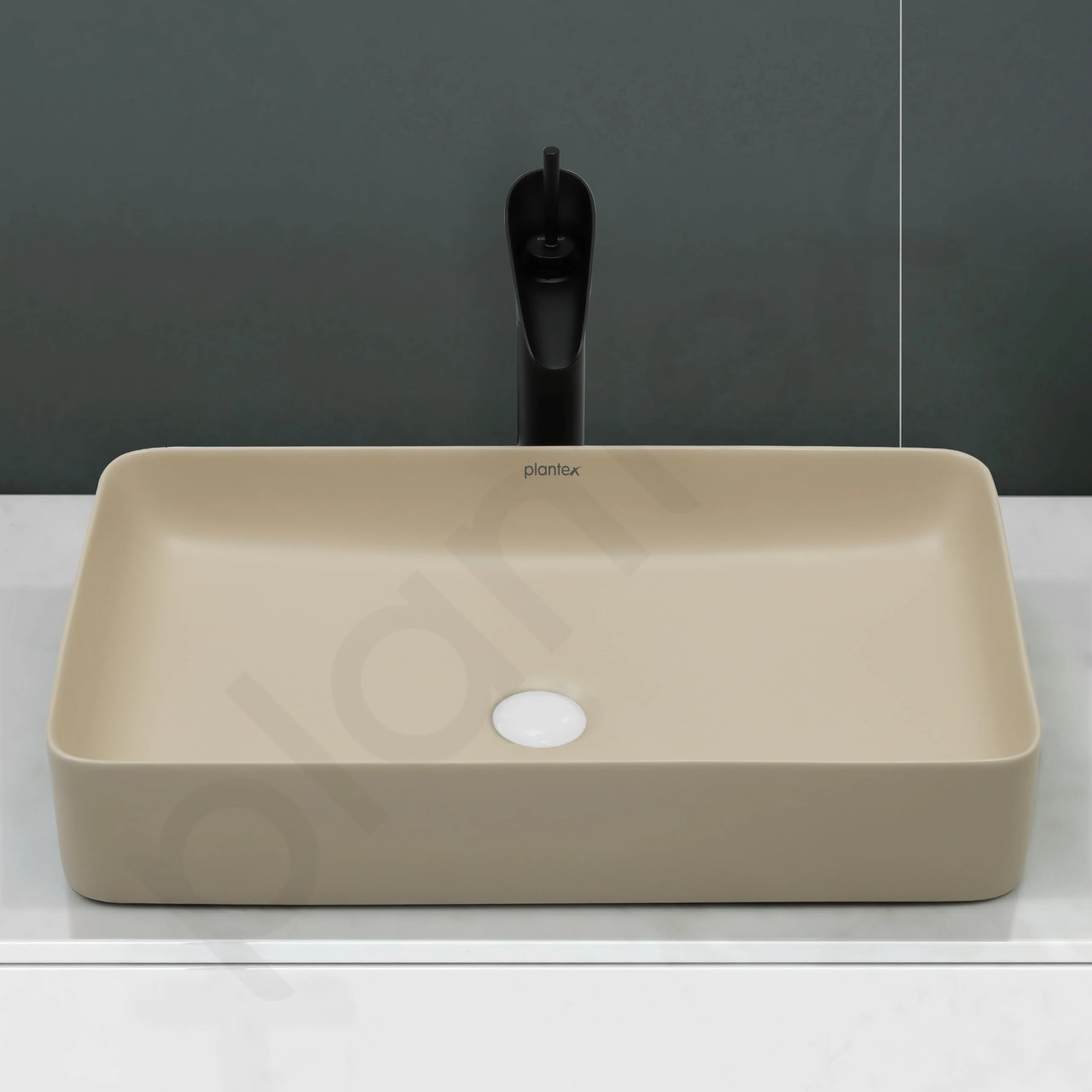 Plantex Basin for Bathroom/Ceramic Table Top Wash Basin/Over Counter Washbasin for Restaurant, Hotel (Rectangle - Matt Khaki, 24 x 14 x 4.5 Inch) - Image 6