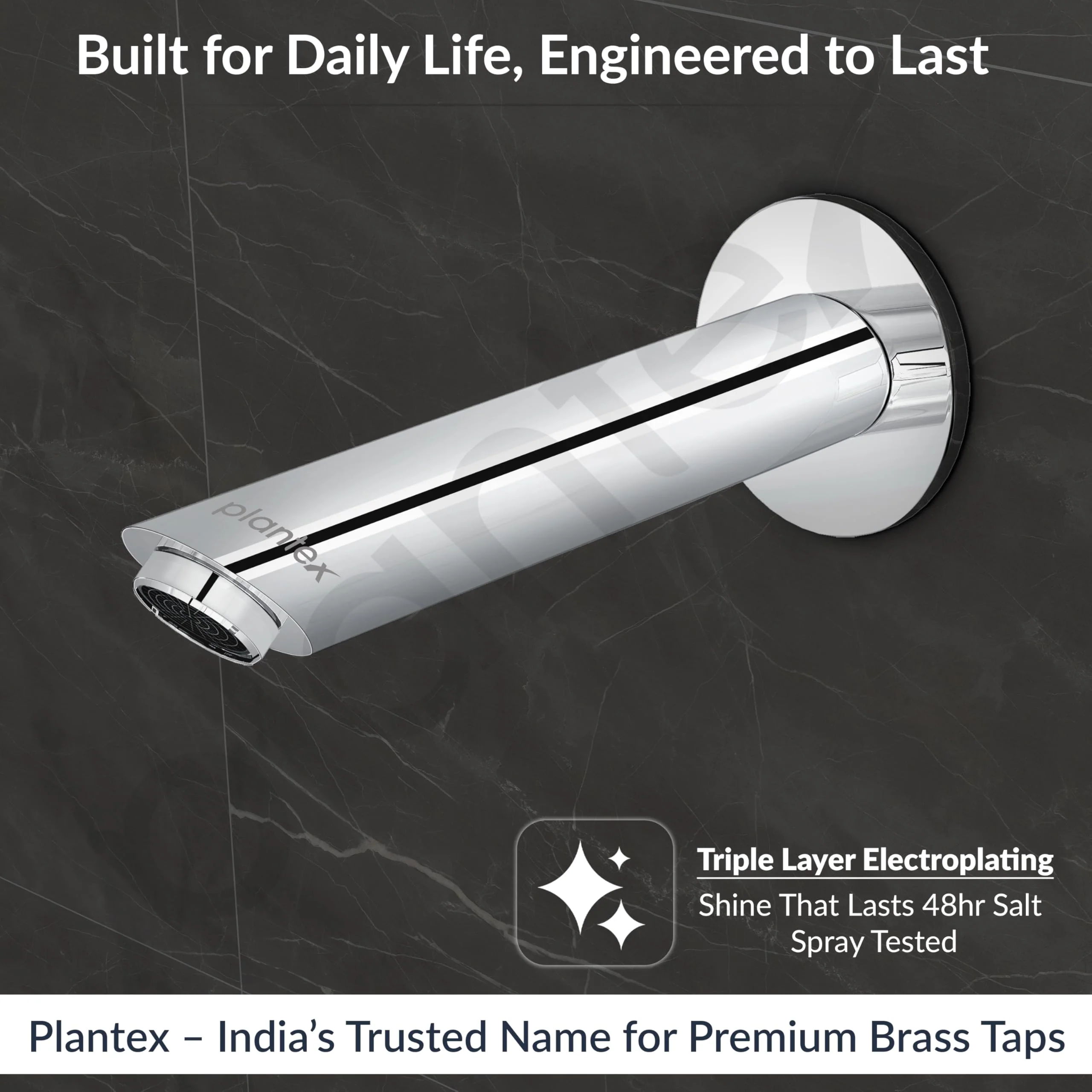 Plantex Bath Tub Spout with Wall Flange/Single Lever Spout/High Flow Tap for Bathroom/Kitchen-7 Year Warranty by Plantex (BAL-521-Chrome) - Image 2
