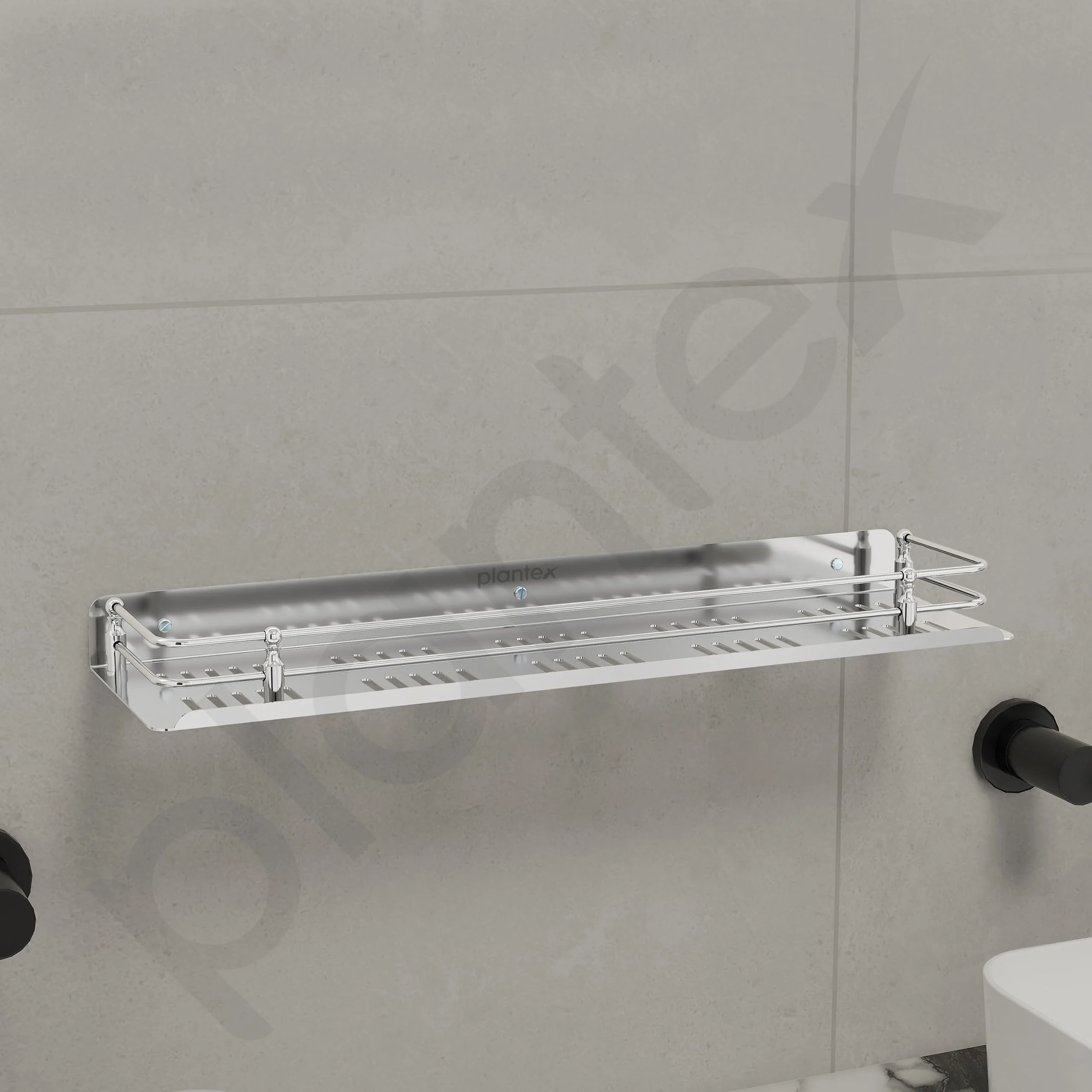 Plantex Bathroom Accessories/Stainless Steel Bathroom Shelf with Railings/Washroom Shelf/Bathroom Organizer (18 inches, Chrome) - Image 5