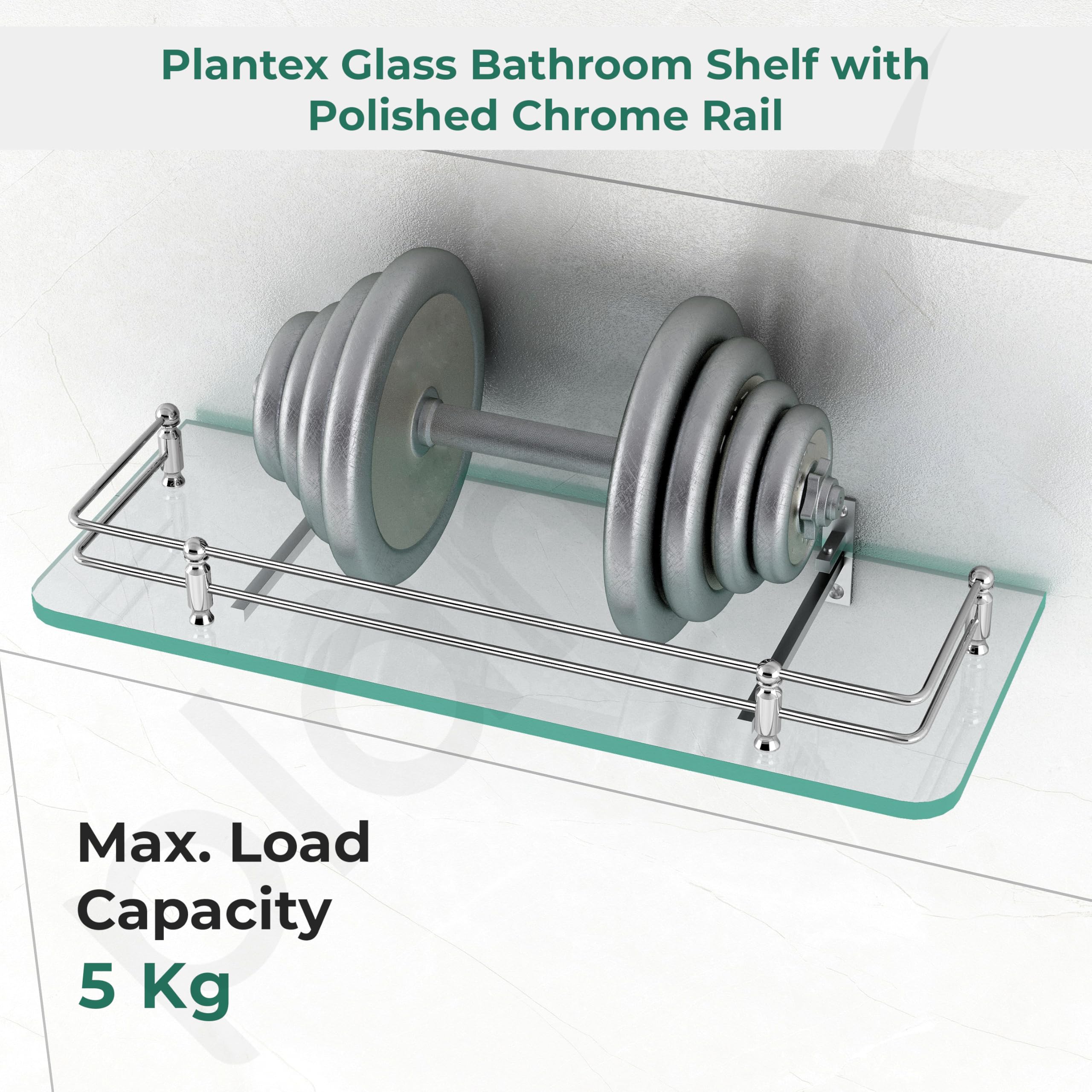 Plantex Bathroom Glass Shelf/Glass Shelf for Bathroom Wall/Transparent Glass Shelves for Kitchen/Living Room Shelf/Wall Stand for Kitchen- (Polished,15x6 Inches, Pack of 3) - Image 6