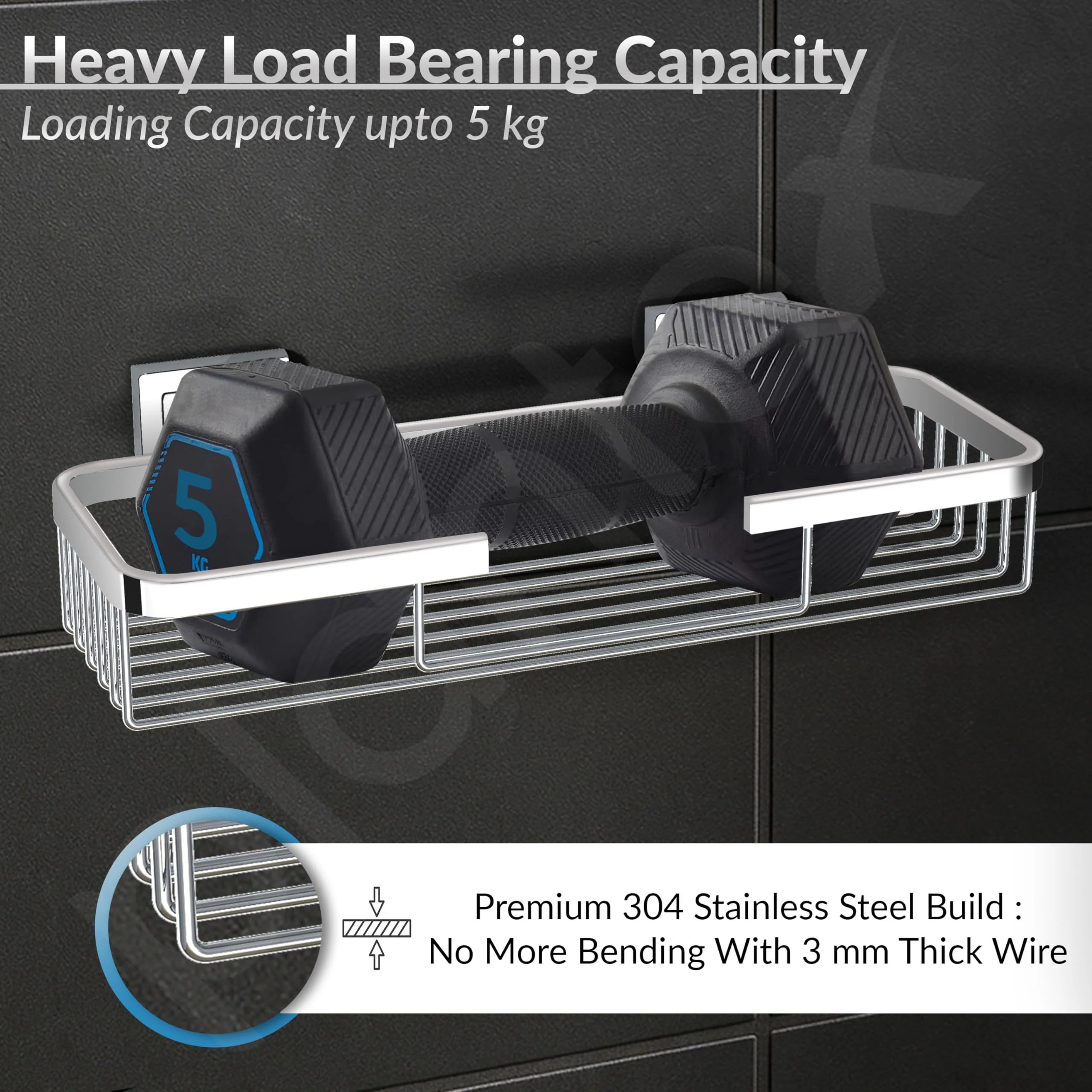Plantex Bathroom Shelf for Wall/304 Grade Stainless Steel Multi-Purpose Shelf/Spice Rack for Kitchen/Wall Mount Storage Rack/Bathroom Accessories-Pack of 1 (2111, Chrome) - Image 4