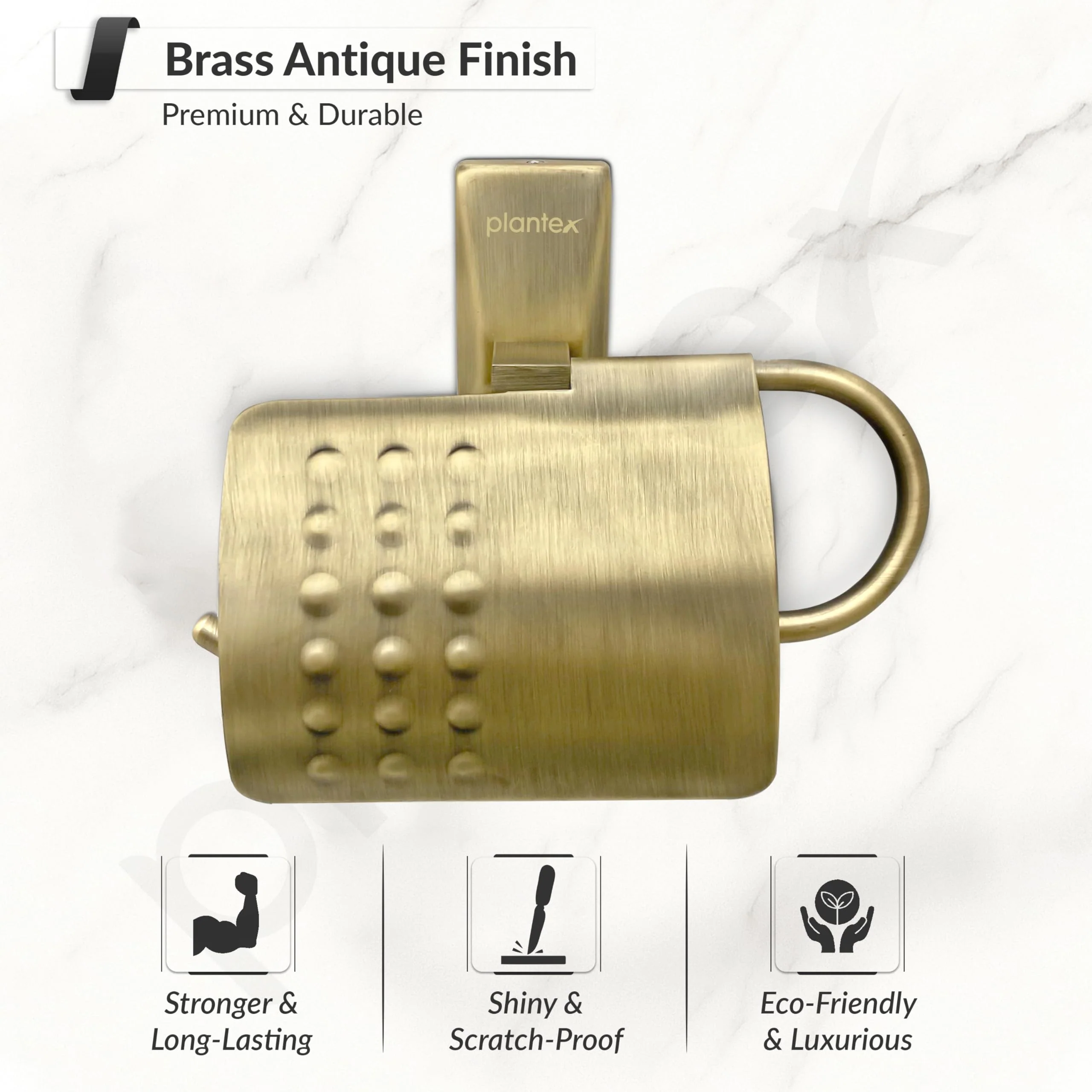 Plantex Brass 304 Grade Stainless Steel Crystal Toilet Paper Holder/Tissue Paper Roll Holder for Bathroom - (Brass Antique) - Image 3