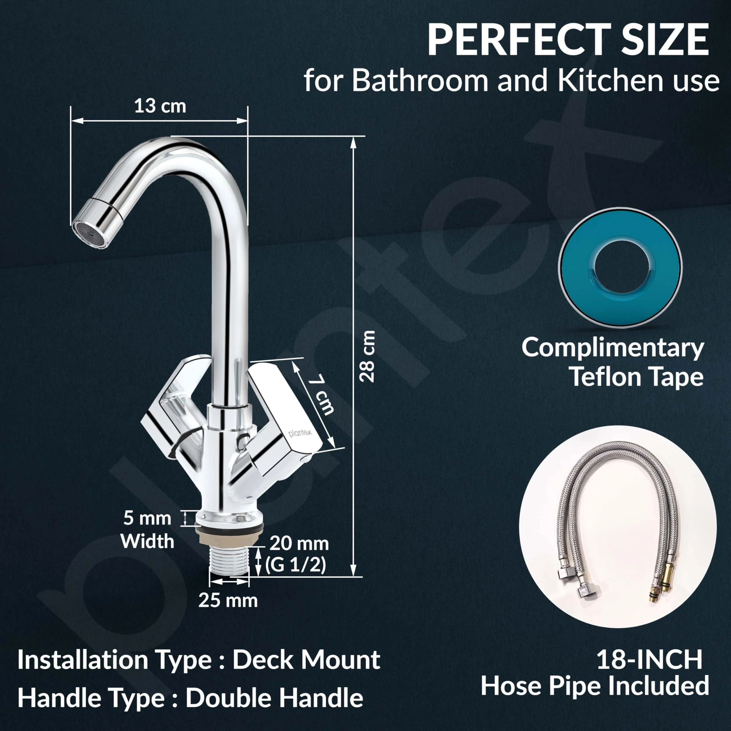 Plantex Brass Spindle Wash Basin Tap with Water Saving Aerator/Basin Mixer for Bathroom/Sink Tap for Kitchen Basin -(Saga-Chrome) - Image 4