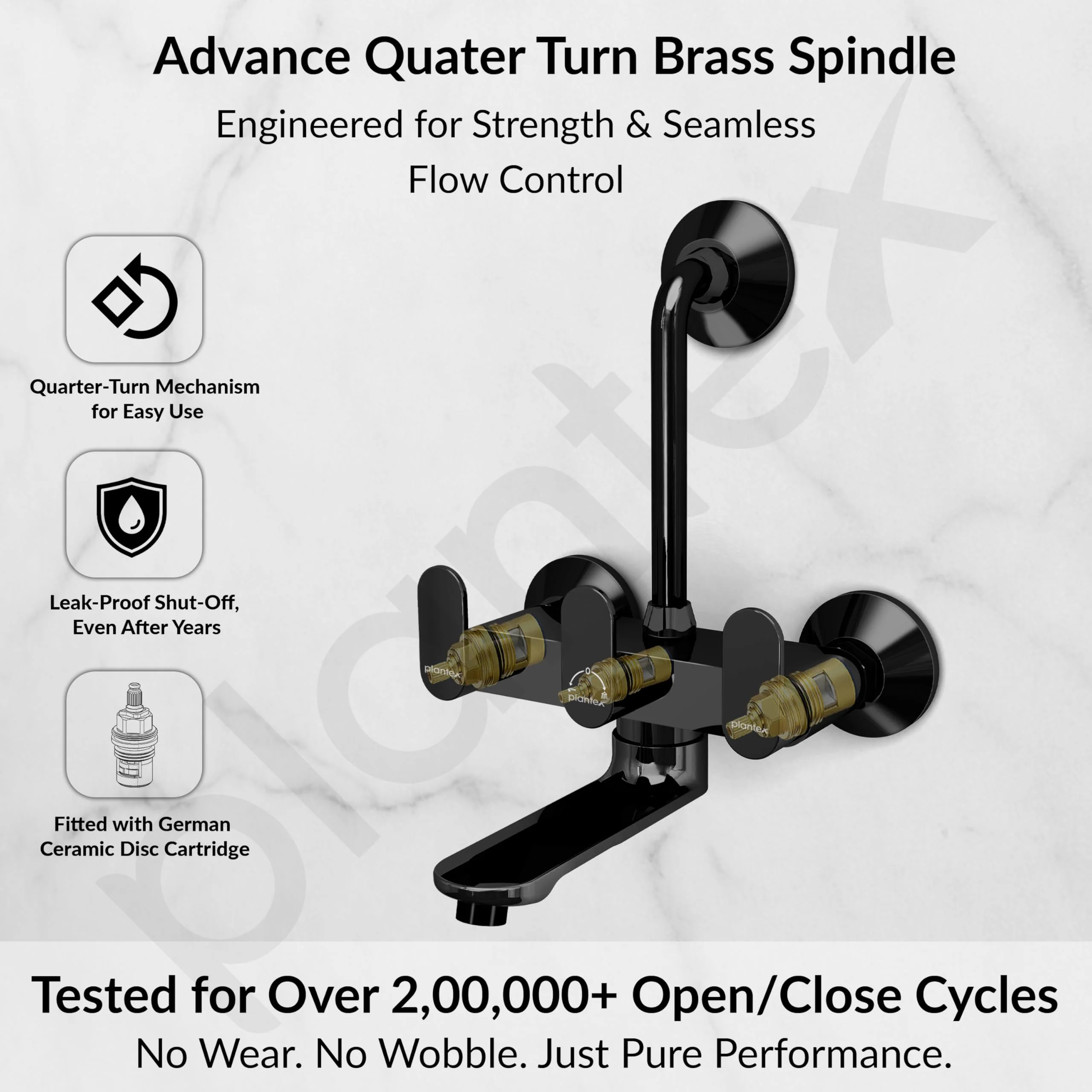 Plantex Brass Wall Mixer for Bathroom with L-Bend Connector for Shower/Mixer Tap/Mixer for Bathroom with 7-Year Manufacturer's Warranty-(Orn-218- Pvd Black) - Image 3