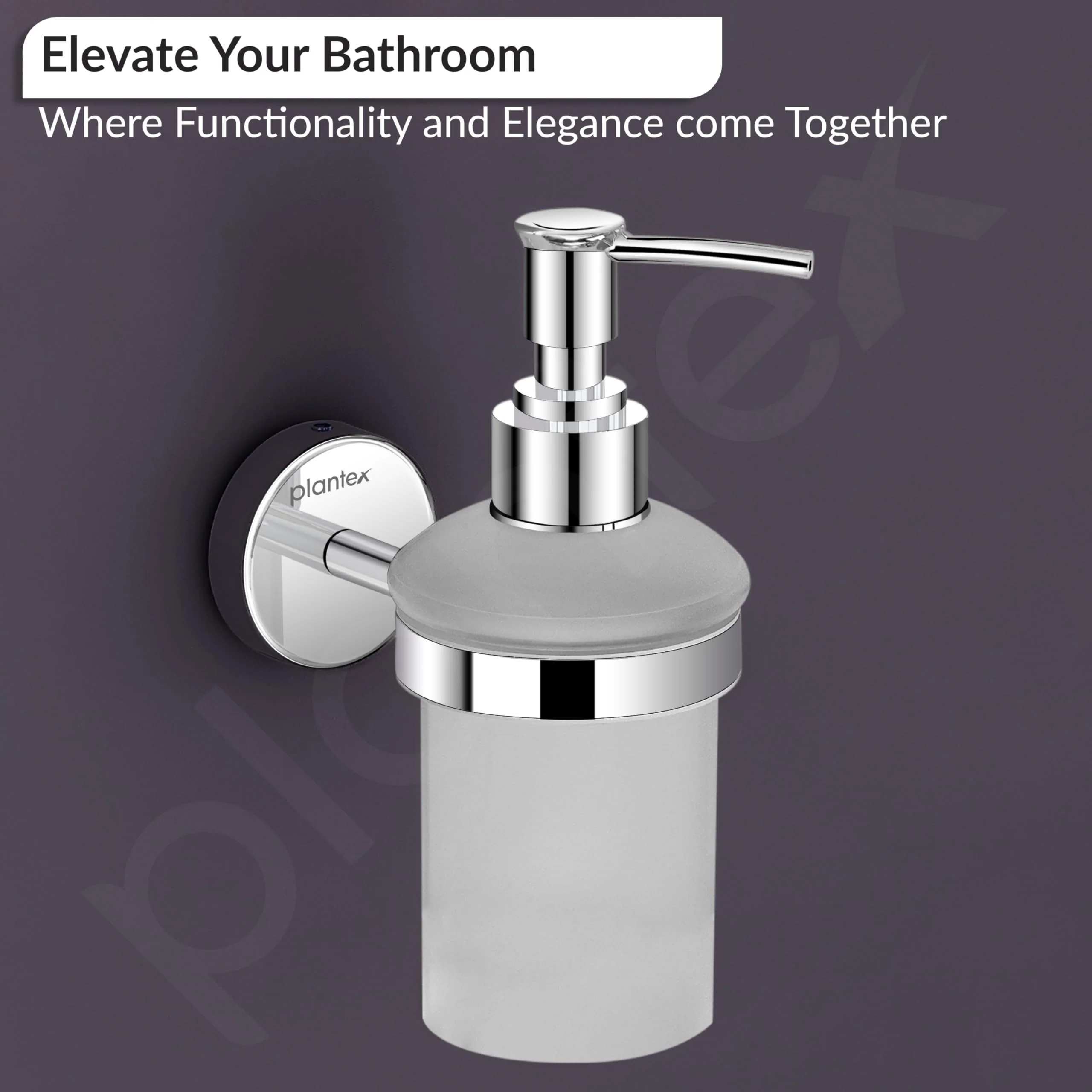 Plantex Brezza Stainless Steel Glass Liquid Soap Dispenser/Shampoo Dispenser/Handwash Dispenser/Bathroom Accessories - Chrome - Image 6