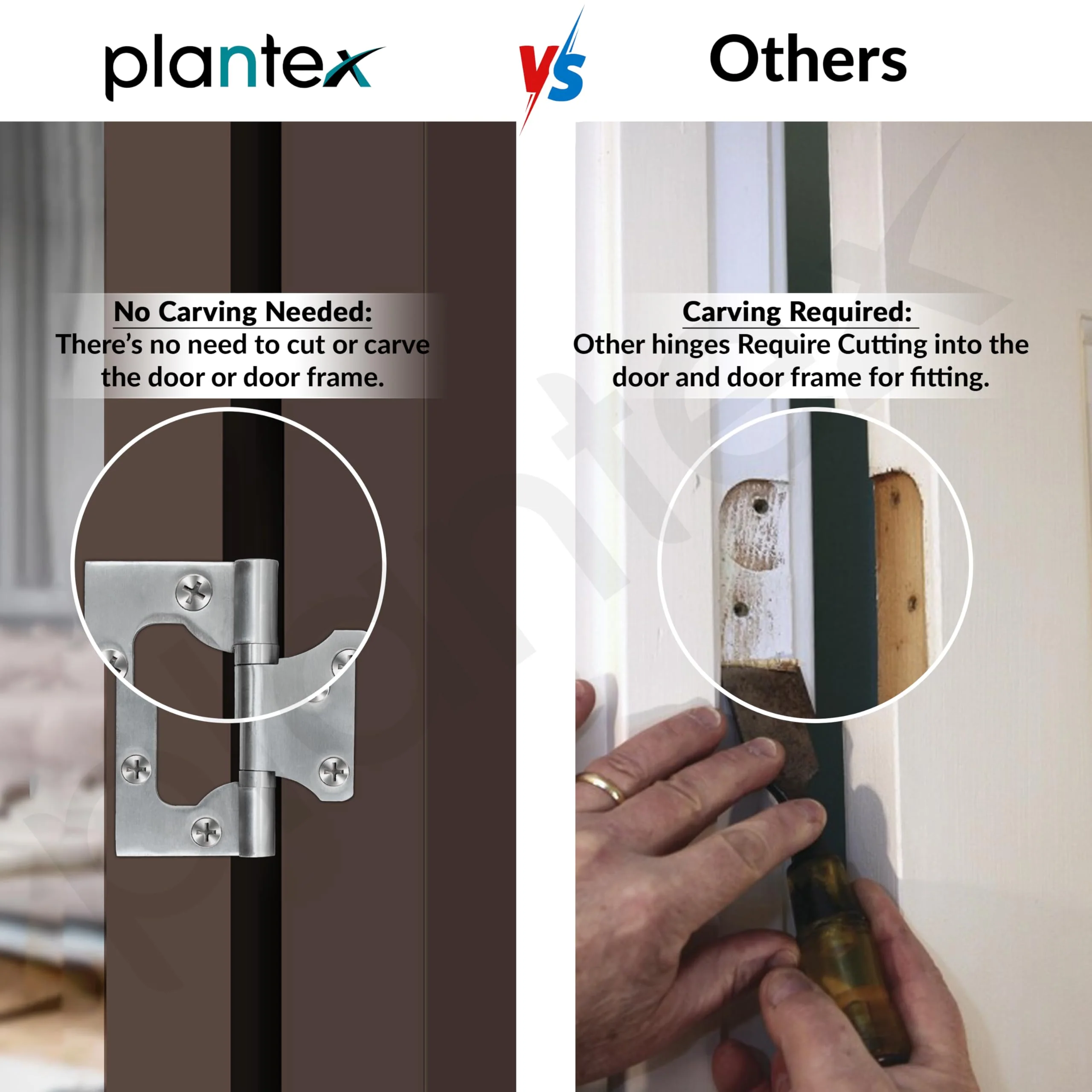 Plantex Butterfly Hinges for Door/Stainless Steel Door Hinges/Non-Mortise Hinges/4 Inch x 14 Gauge Hinges/2.5 mm Hinges for Home/Office/Hotel - Pack of 1 (Chrome) - Image 5