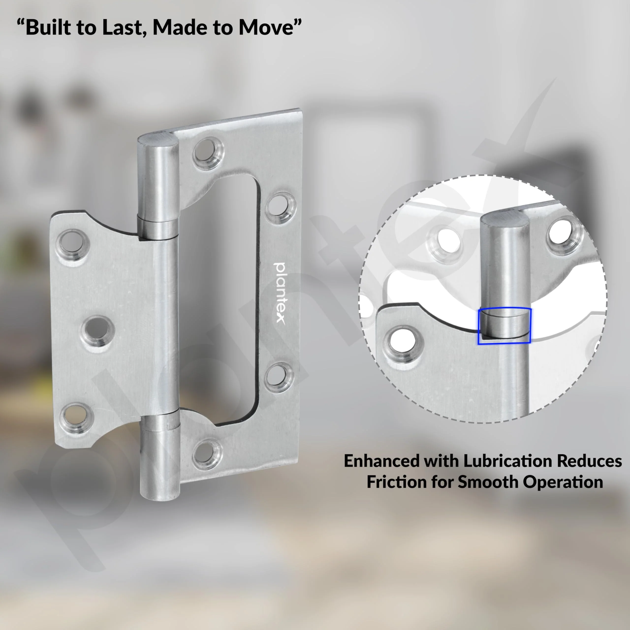Plantex Butterfly Hinges for Door/Stainless Steel Door Hinges/Non-Mortise Hinges/4 Inch x 14 Gauge Hinges/2.5 mm Hinges for Home/Office/Hotel - Pack of 1 (Chrome) - Image 6