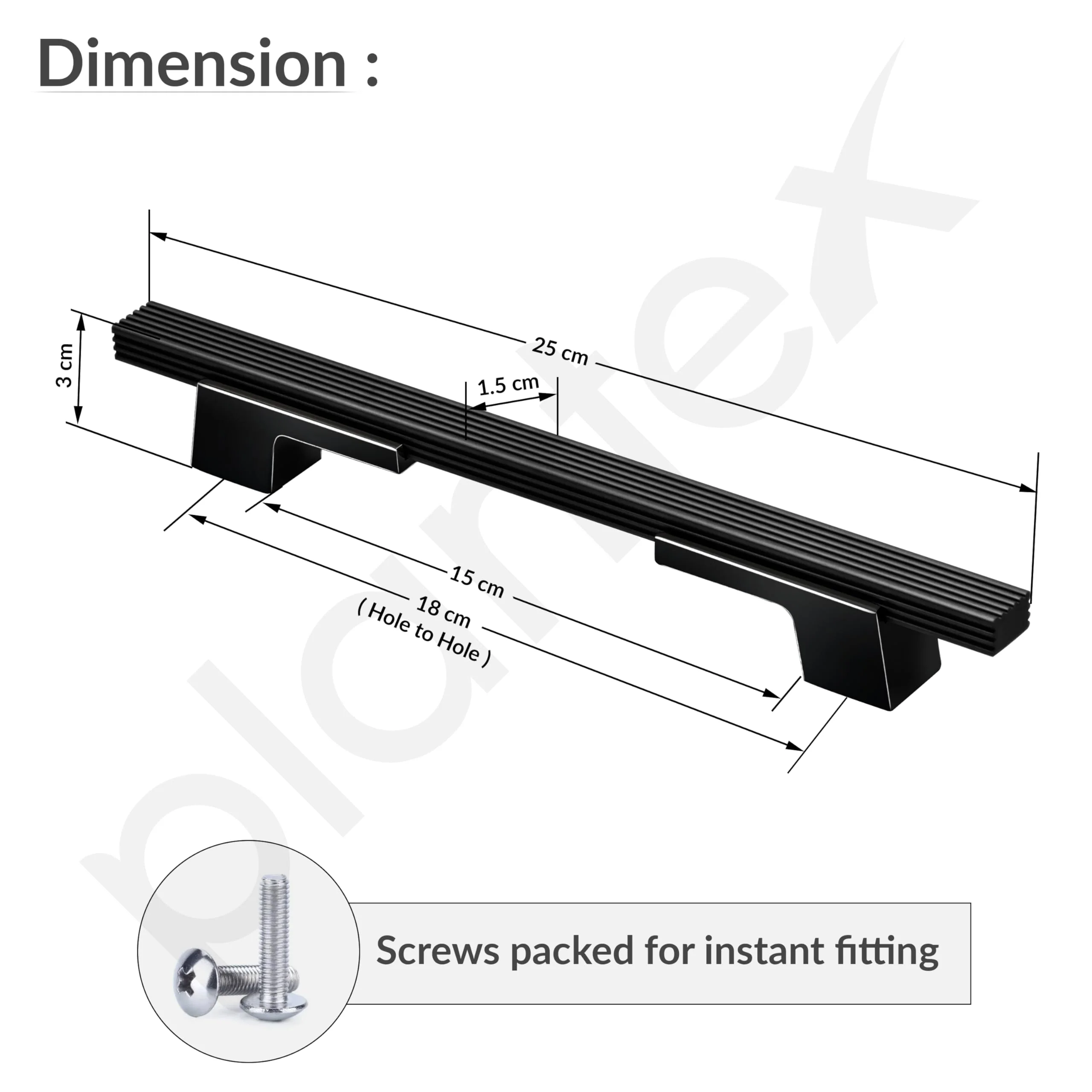 Plantex Cabinet Handle/160mm Handle for Cabinet/Door Pull-Push Handle for Home/Office/Hotel - Pack of 1 (Black) - Image 3