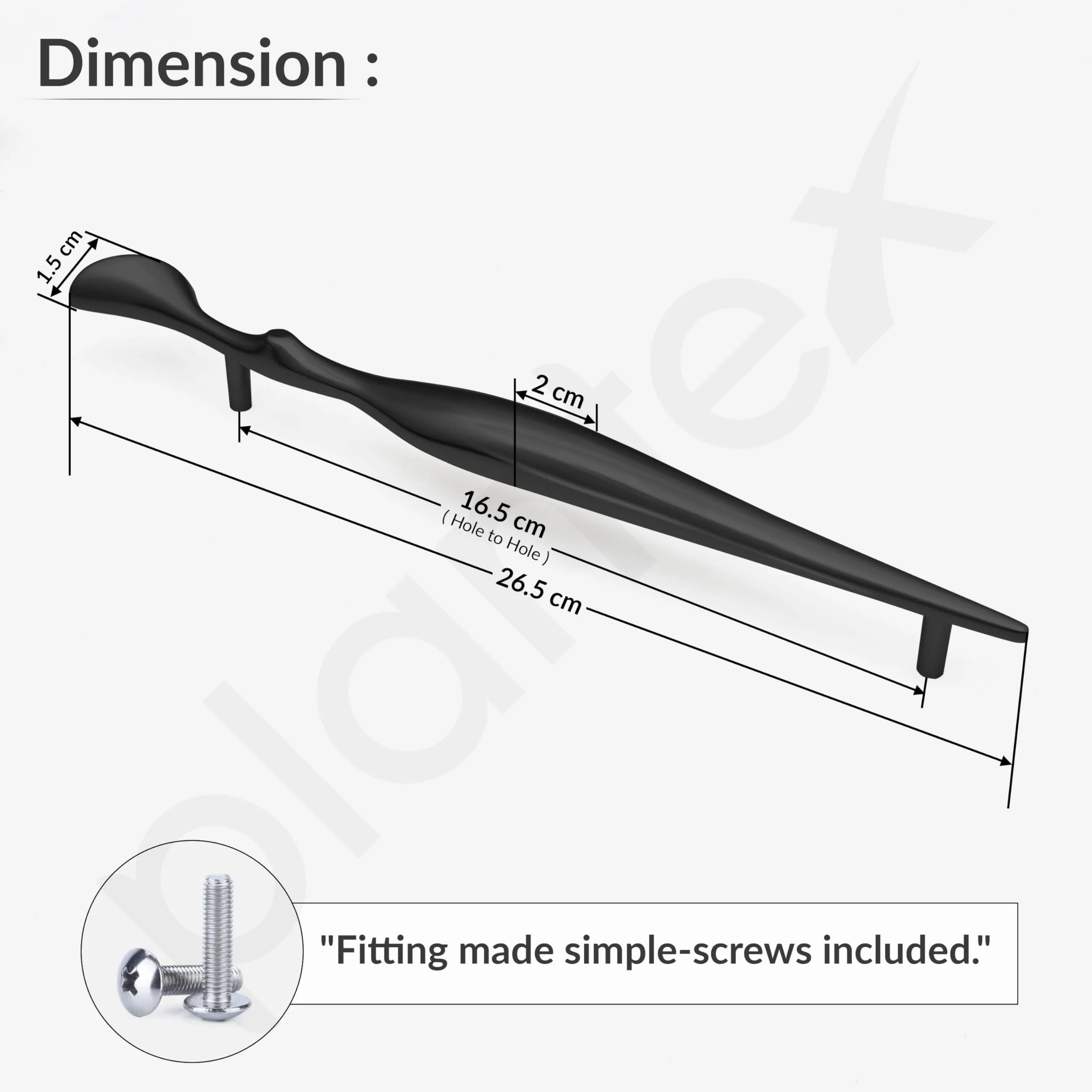 Plantex Cabinet Handle/160mm Handle for Cabinet/Furniture/Door Pull-Push Handle for Home/Office - Pack of 1 (Black) - Image 3