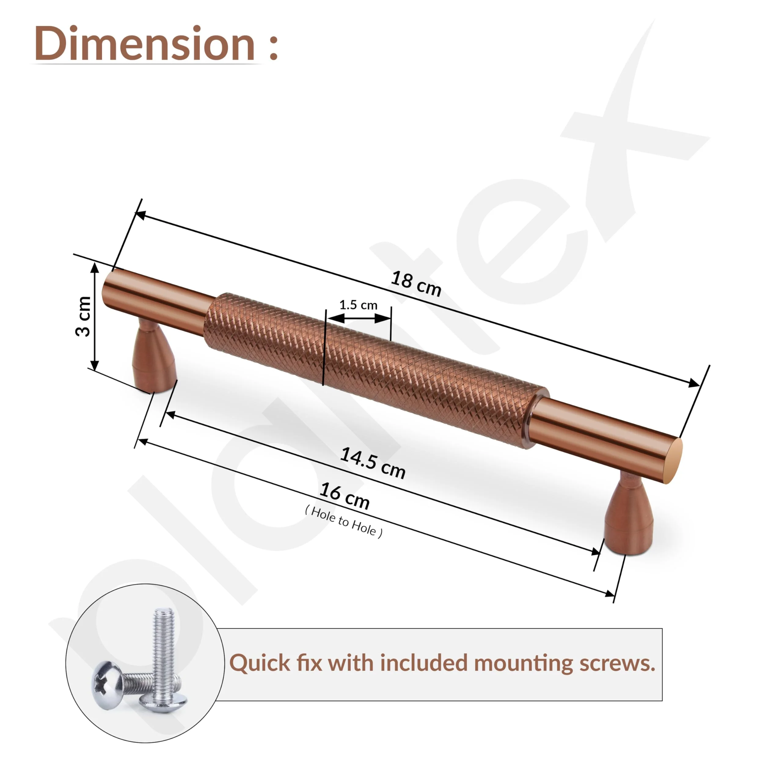 Plantex Cabinet Handle/160mm Handle for Cabinet/Wardrobe Handle/Door Pull-Push Handle for Home/Office - Pack of 1 (Rose Gold) - Image 3