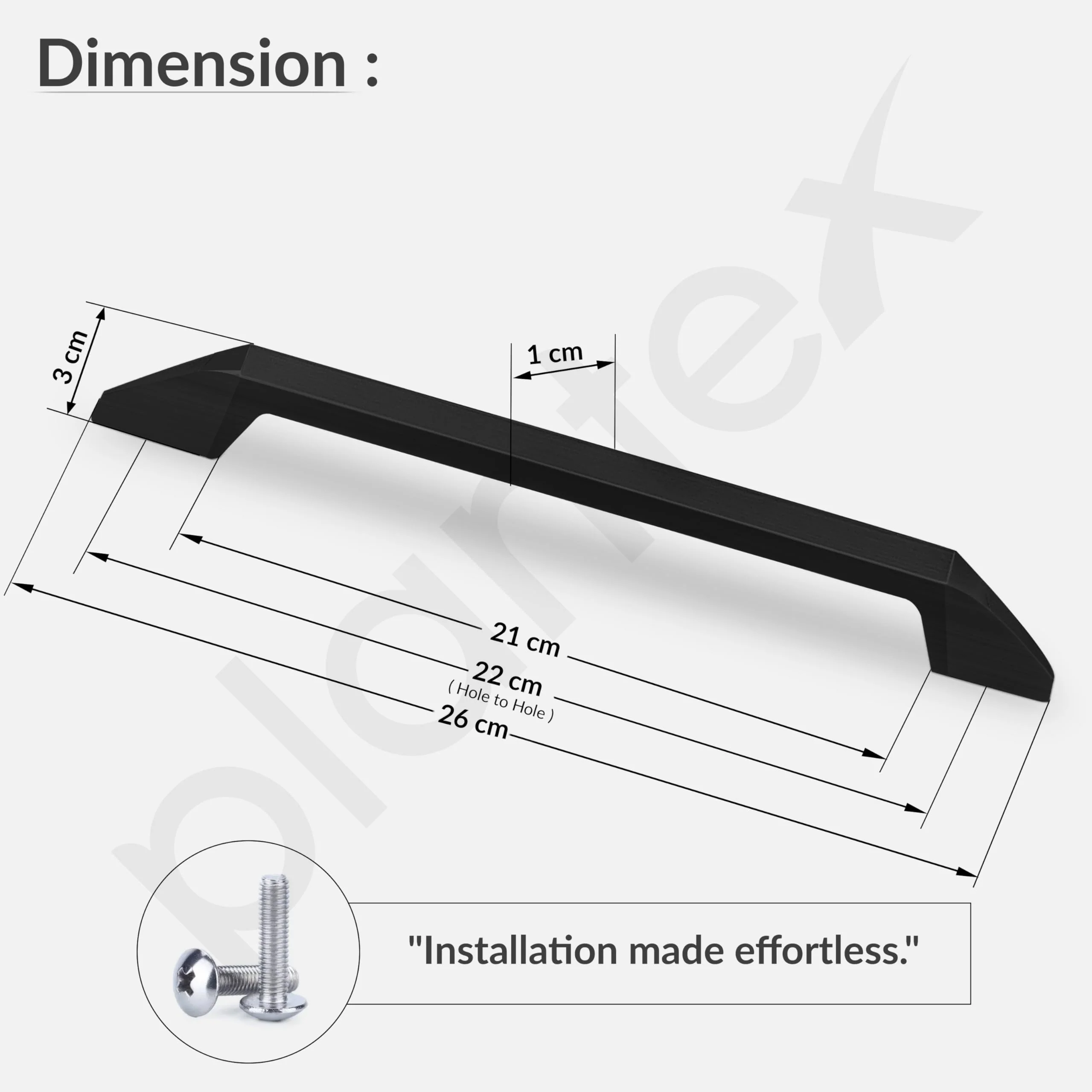 Plantex Cabinet Handle/224mm Handle for Cabinet/Door Pull-Push Handle for Home/Office - Pack of 1 (Black) - Image 3
