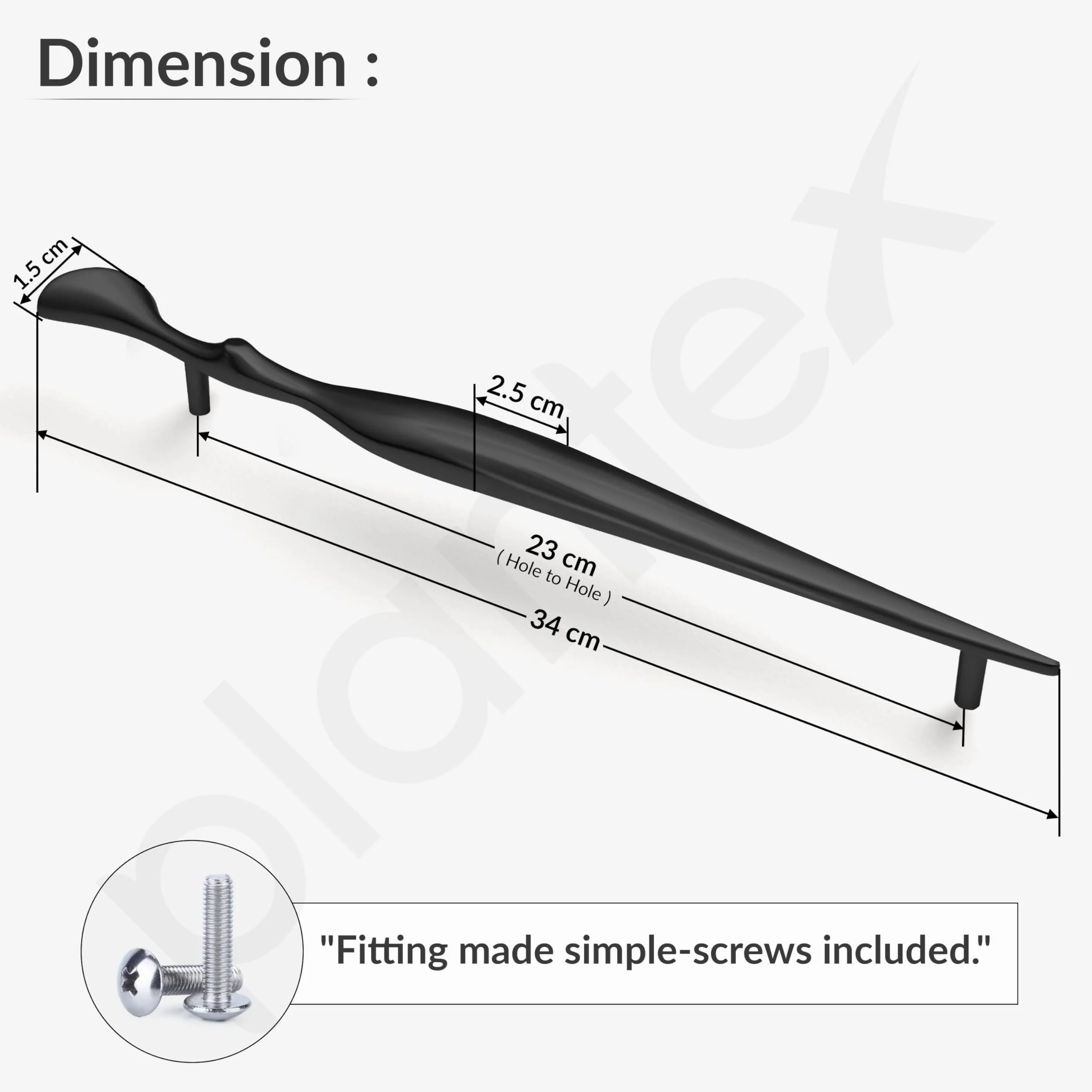 Plantex Cabinet Handle/224mm Handle for Cabinet/Furniture/Door Pull-Push Handle for Home/Office - Pack of 1 (Black) - Image 3