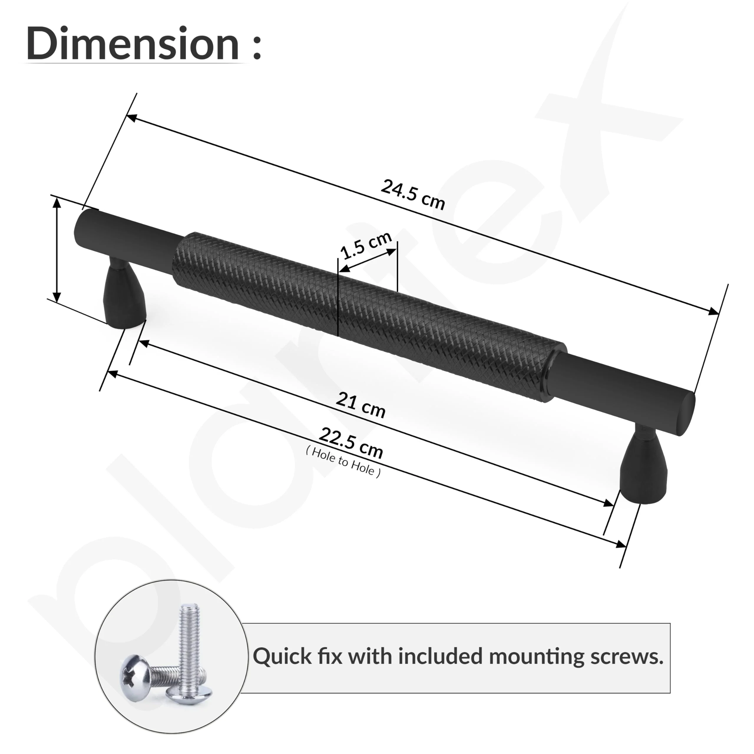 Plantex Cabinet Handle/224mm Handle for Cabinet/Furniture/Door Pull-Push Handle for Home/Office - Pack of 1 (Black) - Image 3