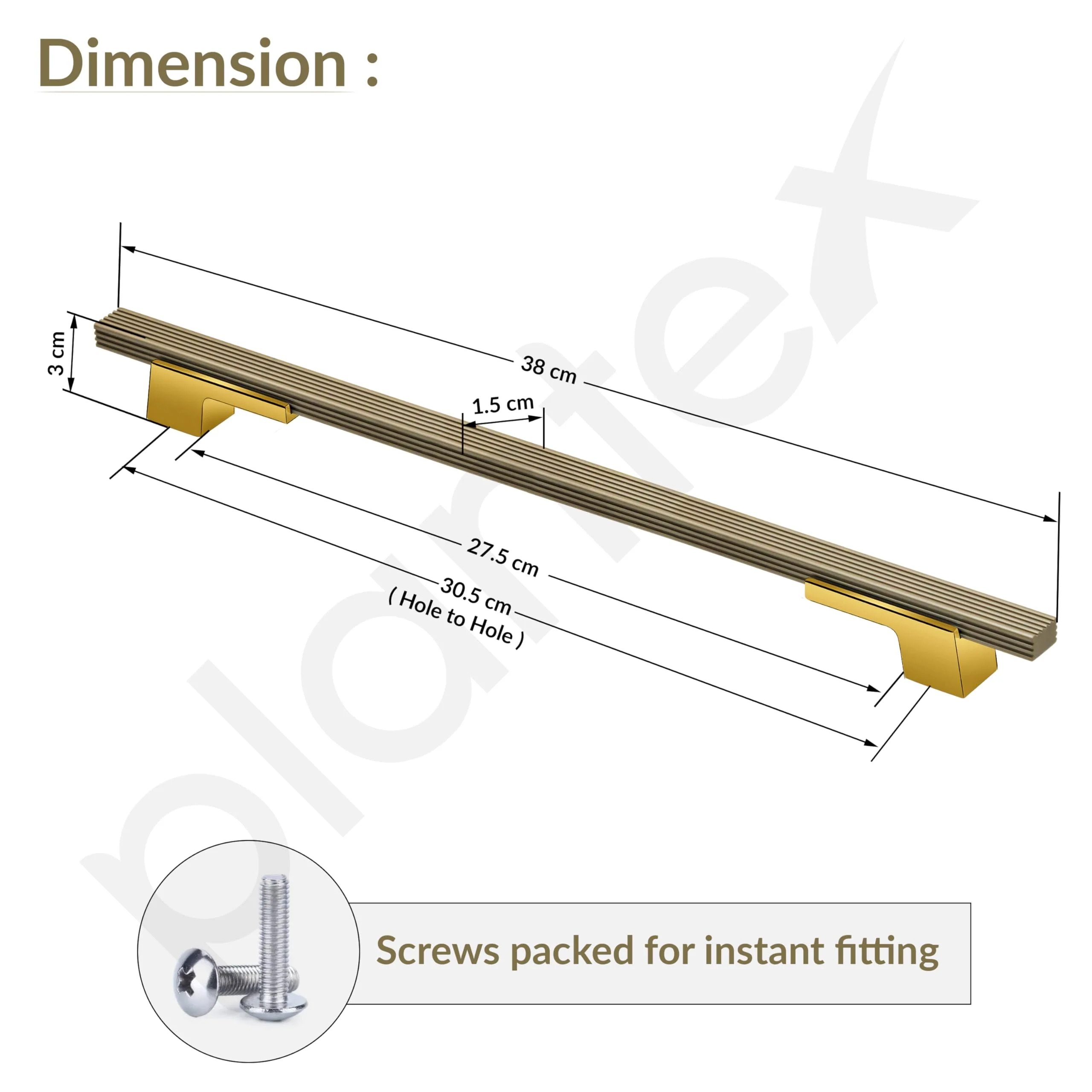 Plantex Cabinet Handle/288mm Handle for Cabinet/Door Pull-Push Handle for Home/Office/Hotel - Pack of 1 (Brass Antique & Gold) - Image 3