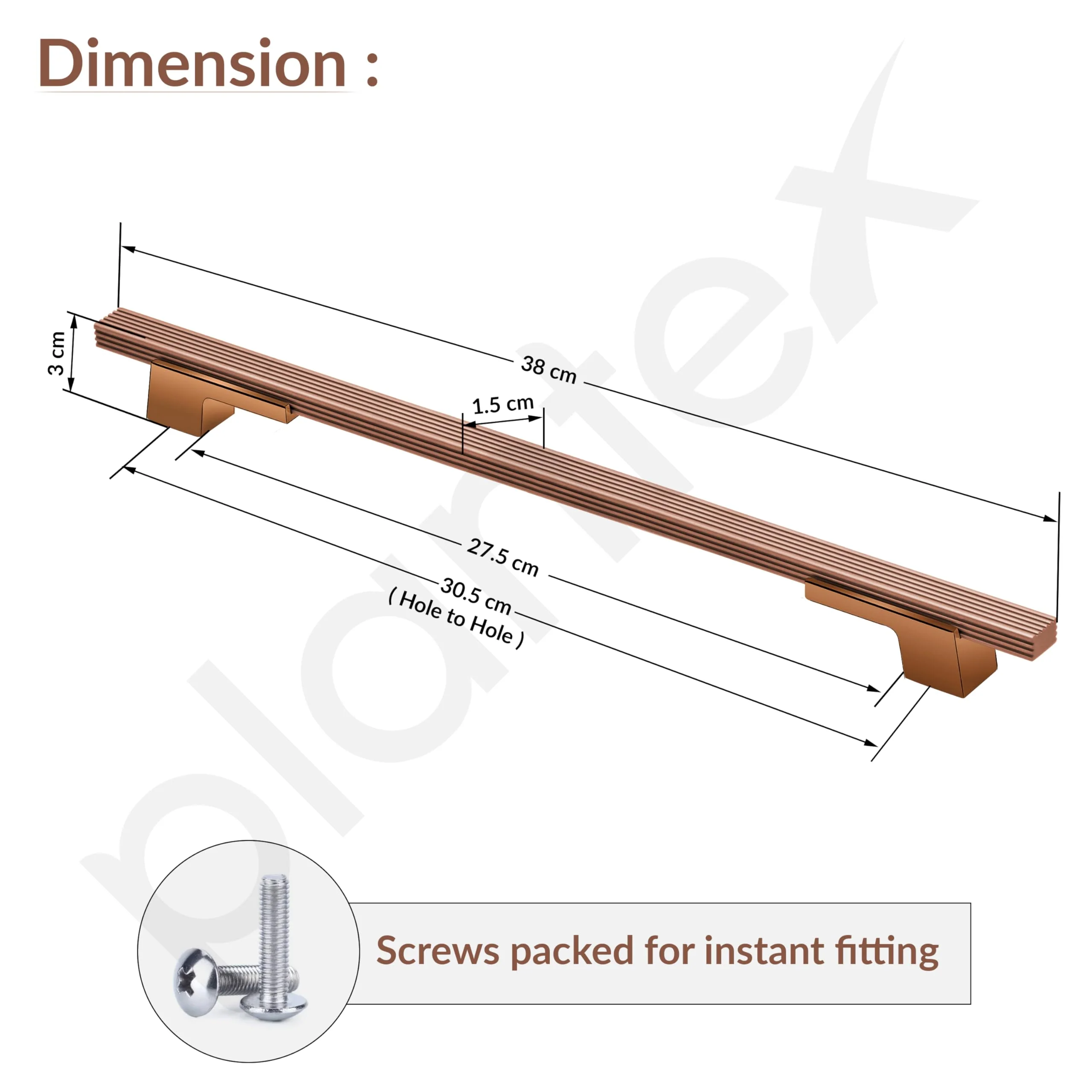 Plantex Cabinet Handle/288mm Handle for Cabinet/Door Pull-Push Handle for Home/Office/Hotel - Pack of 1 (Rose Gold) - Image 3