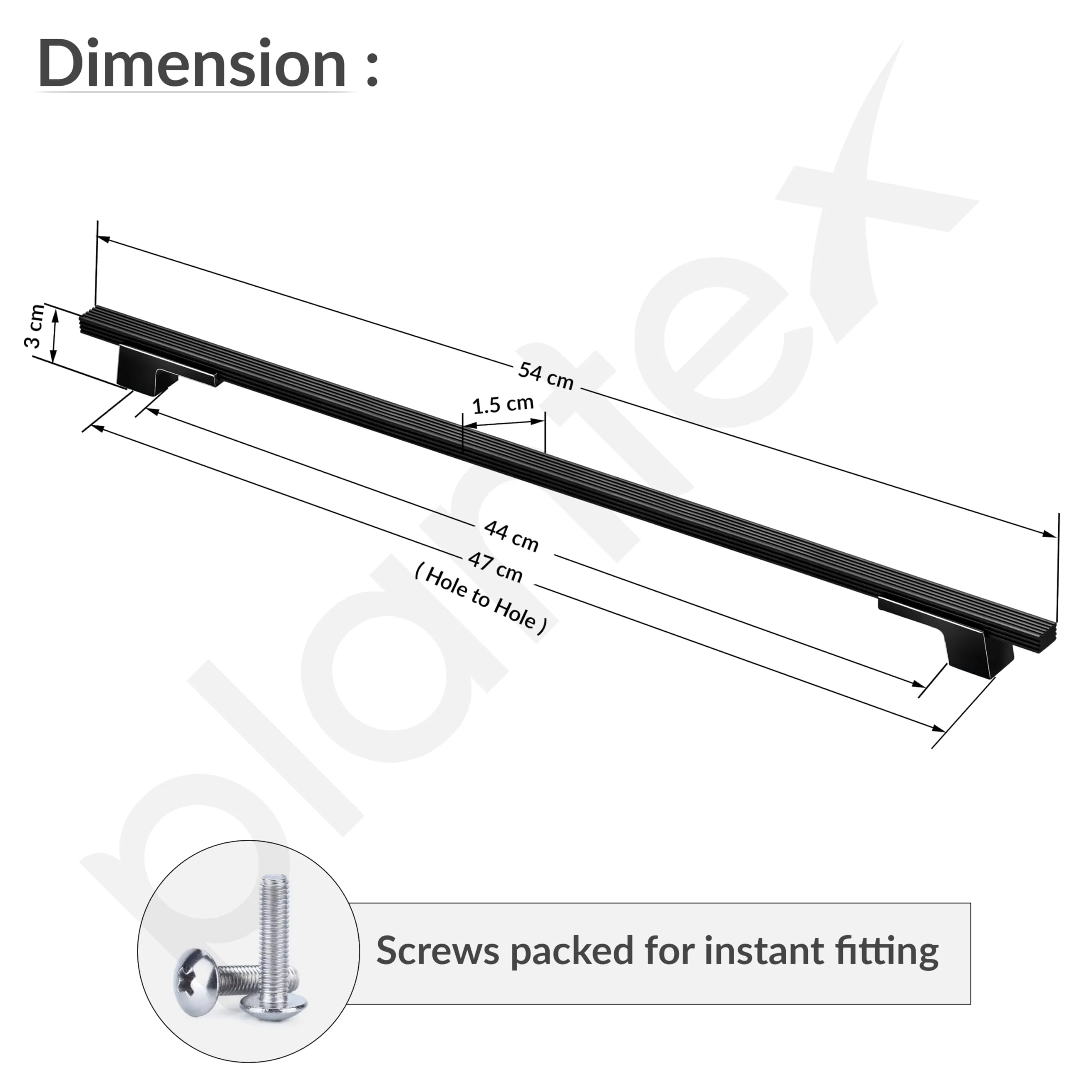 Plantex Cabinet Handle/450mm Handle for Cabinet/Door Pull-Push Handle for Home/Office/Hotel - Pack of 1 (Black) - Image 3