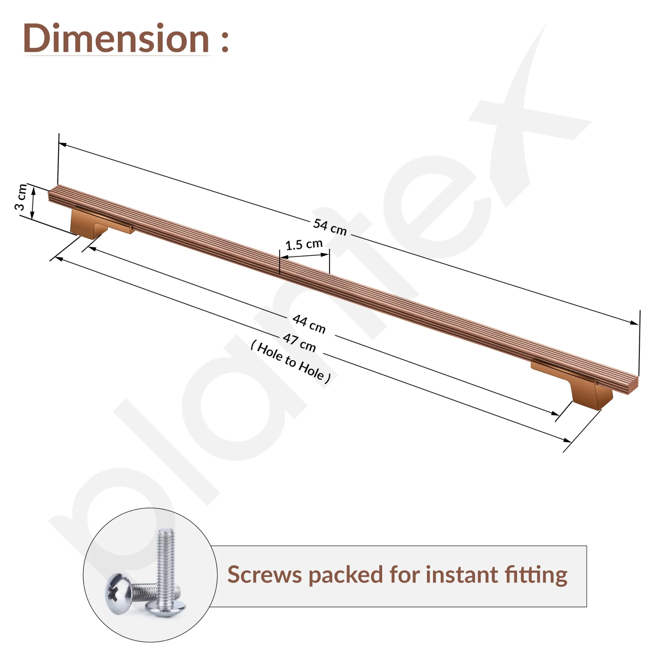 Plantex Cabinet Handle/450mm Handle for Cabinet/Door Pull-Push Handle for Home/Office/Hotel - Pack of 1 (Rose Gold) - Image 3