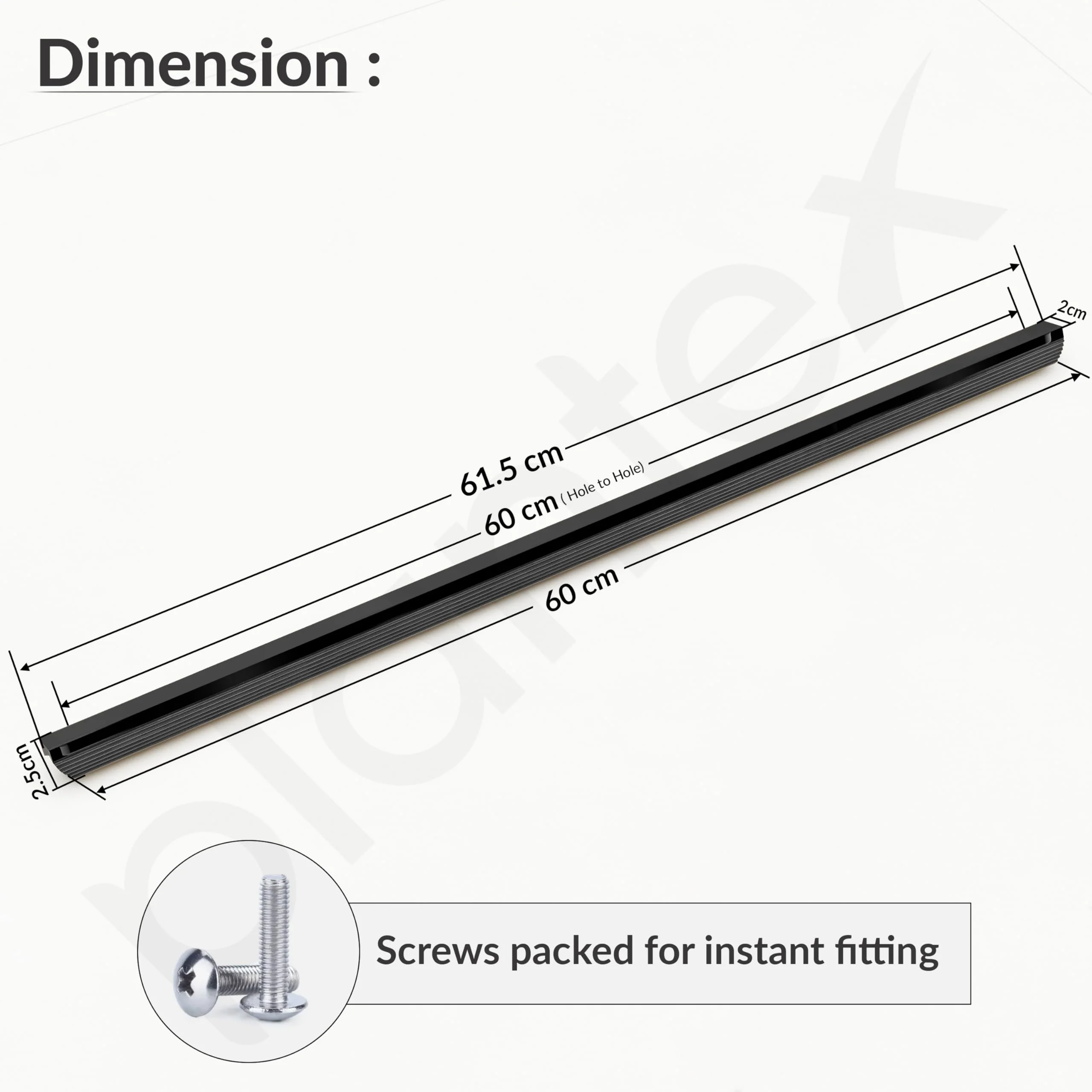 Plantex Cabinet Handle/600mm Handle for Cabinet/Drawer/Kitchen Handle/Door Pull-Push Handle for Home/Office - Pack of 1 (Black) - Image 3