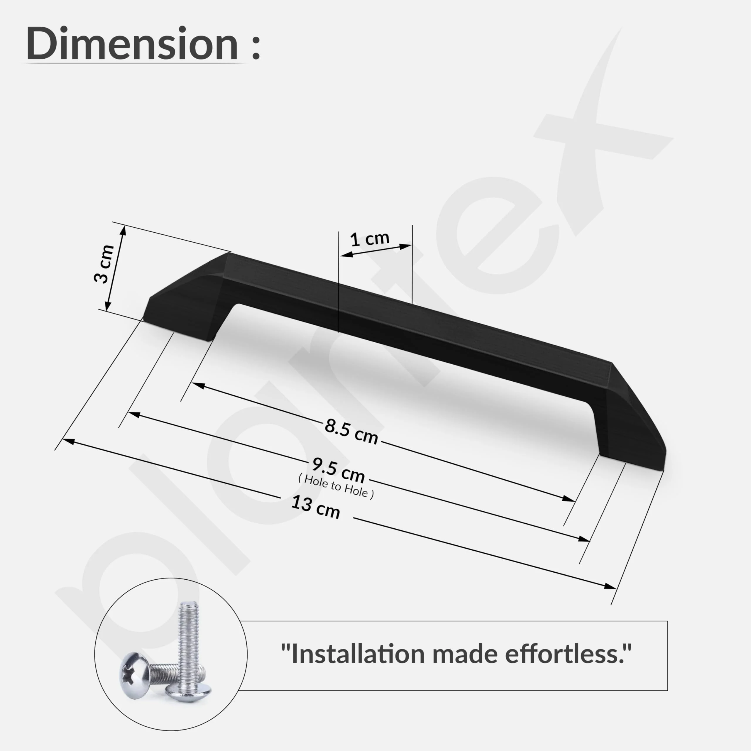 Plantex Cabinet Handle/96mm Handle for Cabinet/Wardrobe/Kitchen Handle/Door Pull-Push Handle for Home/Office - Pack of 1 (Black) - Image 3