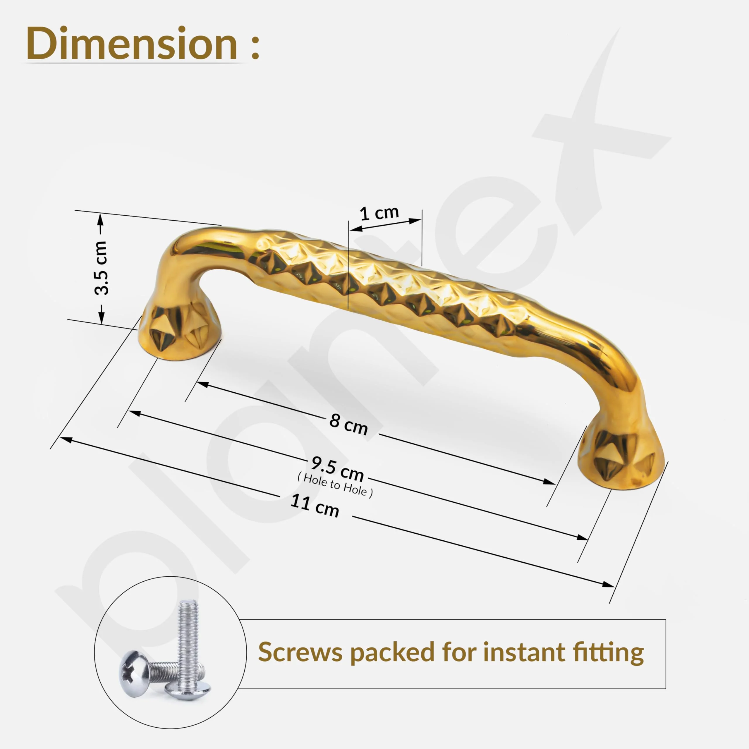 Plantex Cabinet Handle/96mm Handle for Cabinet/Wardrobe/Kitchen Handle/Door Pull-Push Handle for Home/Office - Pack of 1 (Gold) - Image 3