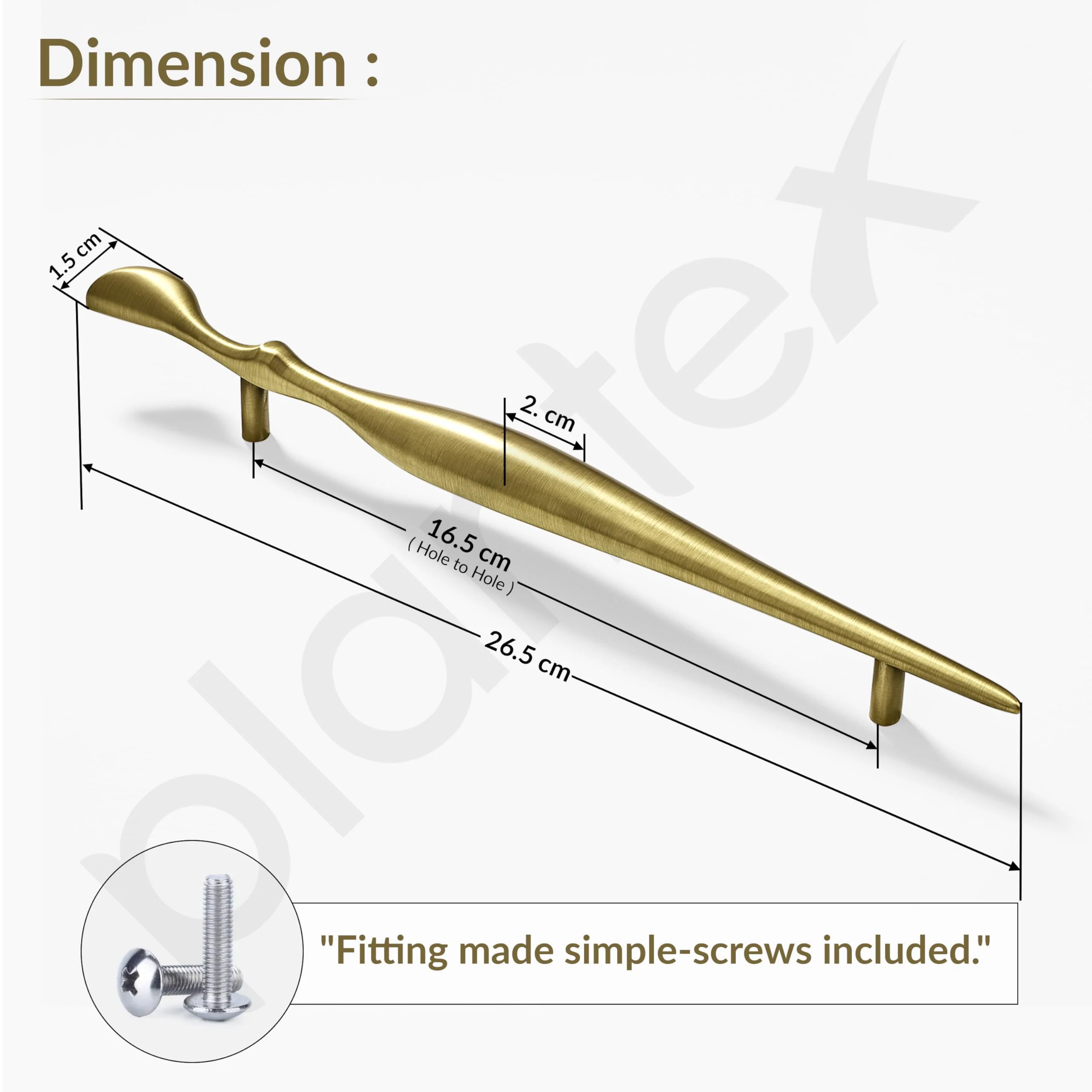 Plantex Cabinet Handle/Kitchen Cabinet Door Handle/Wardrobe/160 mm Cupboard Handle/Door Pull-Push Handle for Home/Office - Pack of 2 (Brass Antique) - Image 3