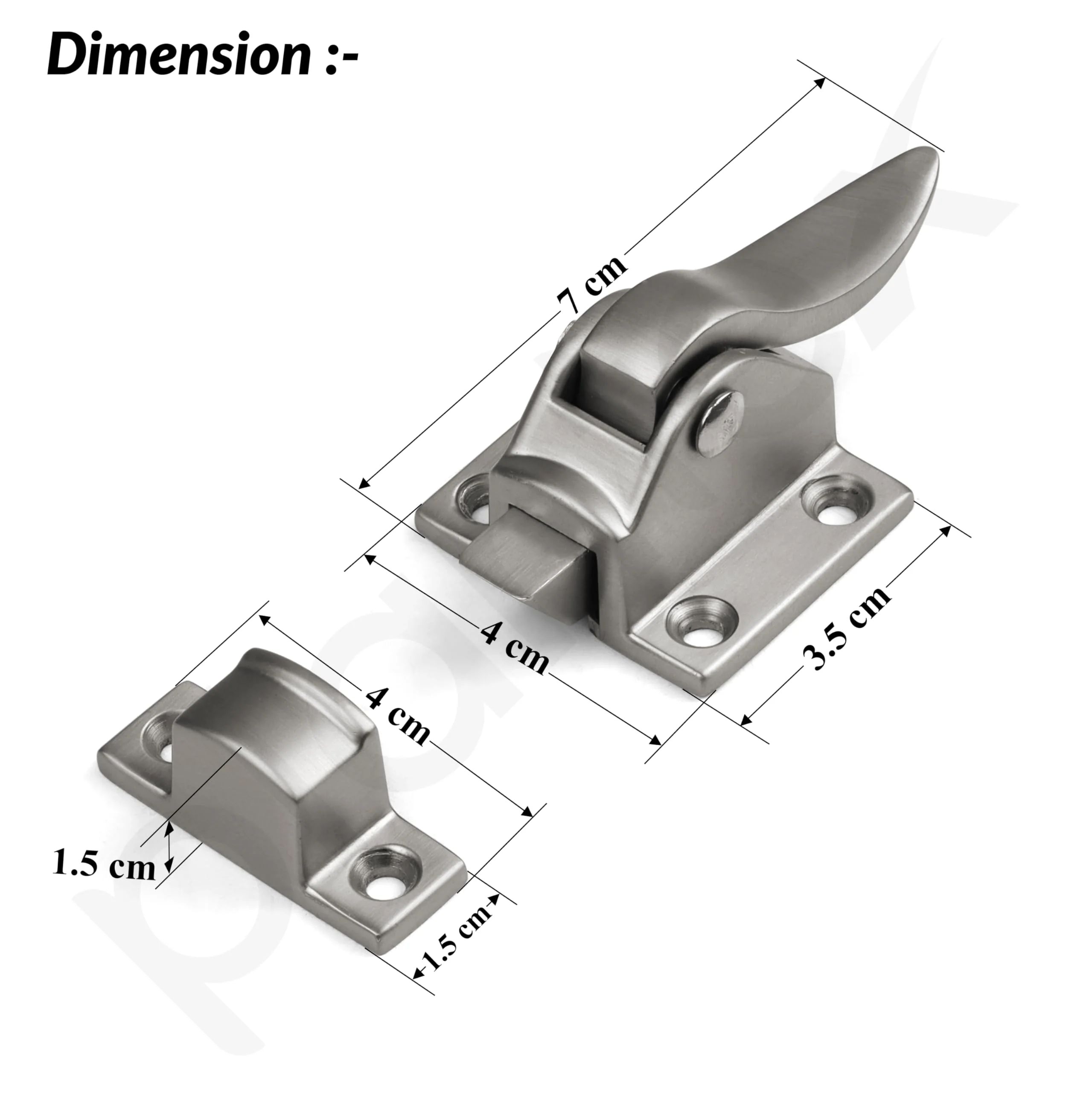Plantex Cabinet Latch โ Heavy-Duty Hatch Case Bolt for Storage Units, Toolboxes, Kitchen Cabinets & Cupboards - Pack of 2 (Satin) - Image 3