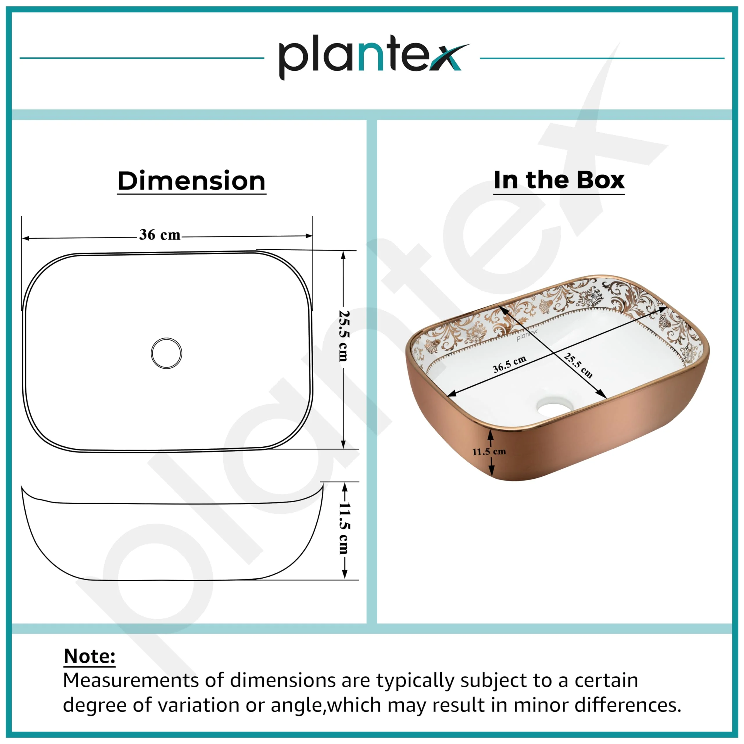 Plantex Ceramic Basin for Bathroom/Table Top Ceramic Wash Basin/Washbasin for Bathroom (14 x 10 x 5 Inch) - Image 2