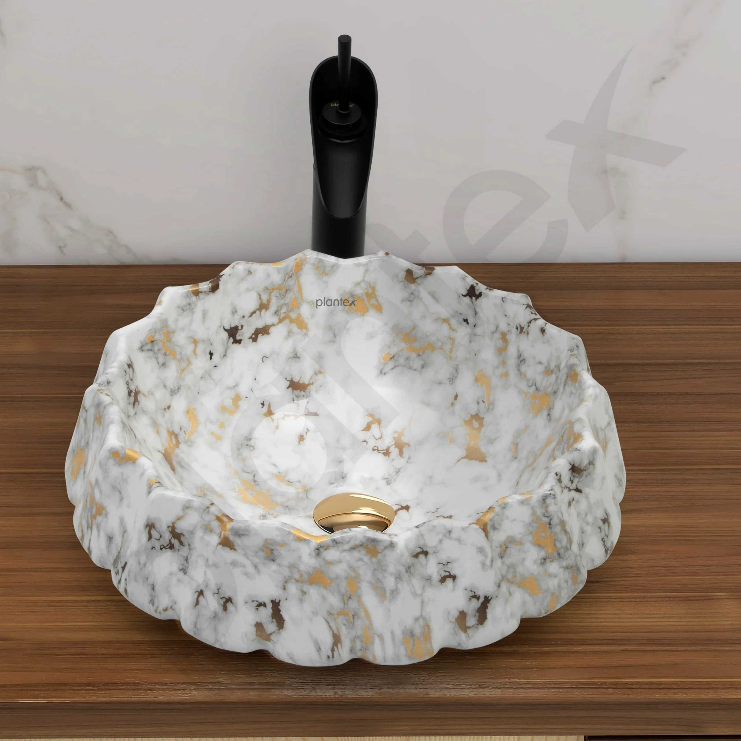 Plantex Ceramic Basin for Bathroom/Table Top Wash Basin/Washbasin for Living Room, Restaurant (Marble Finish, 17 x 15 x 6 Inch) - Image 6