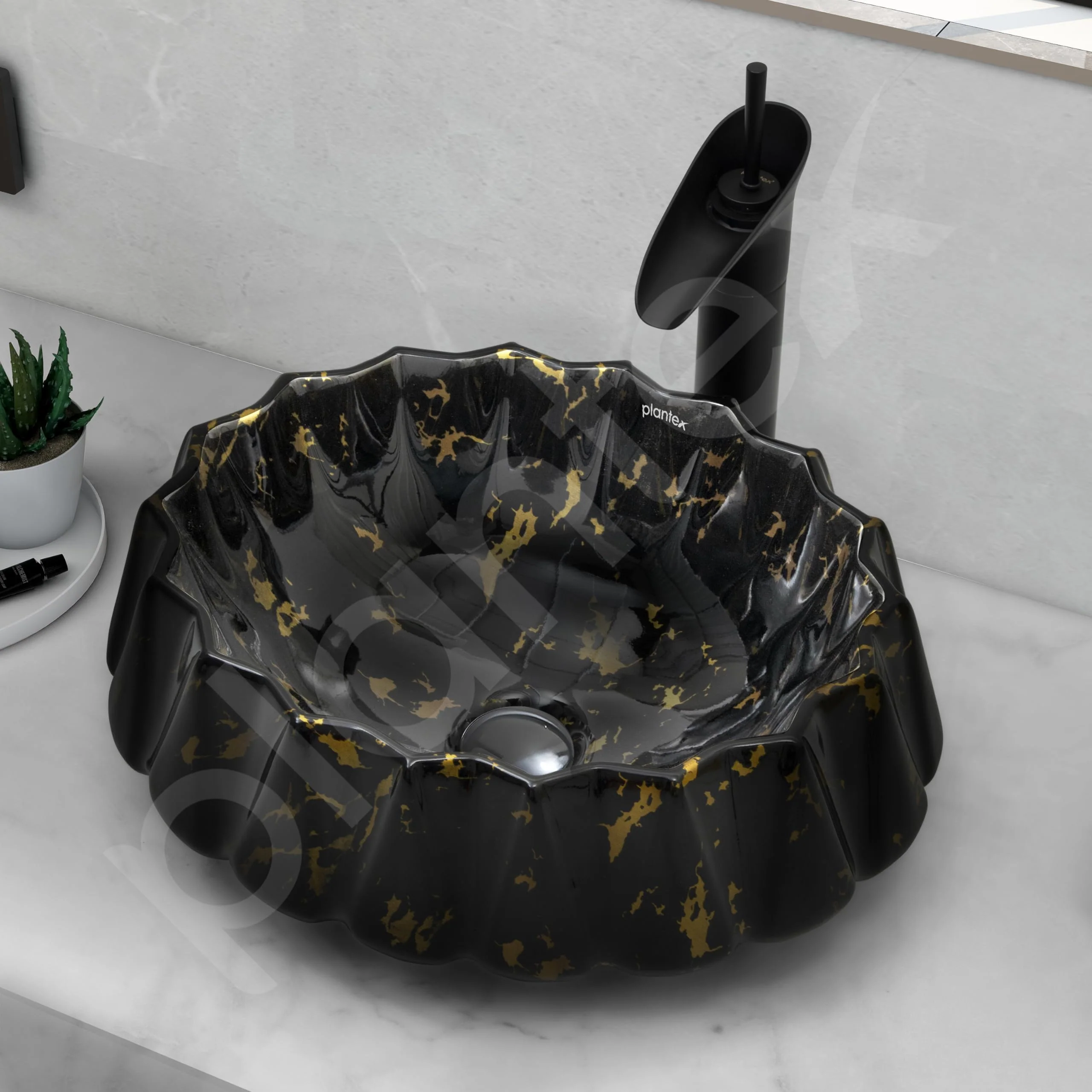 Plantex Ceramic Basin for Bathroom/Table Top Wash Basin/Washbasin for Living Room, Restaurant (Marble Finish, 17 x 15 x 6 Inch) - Image 7
