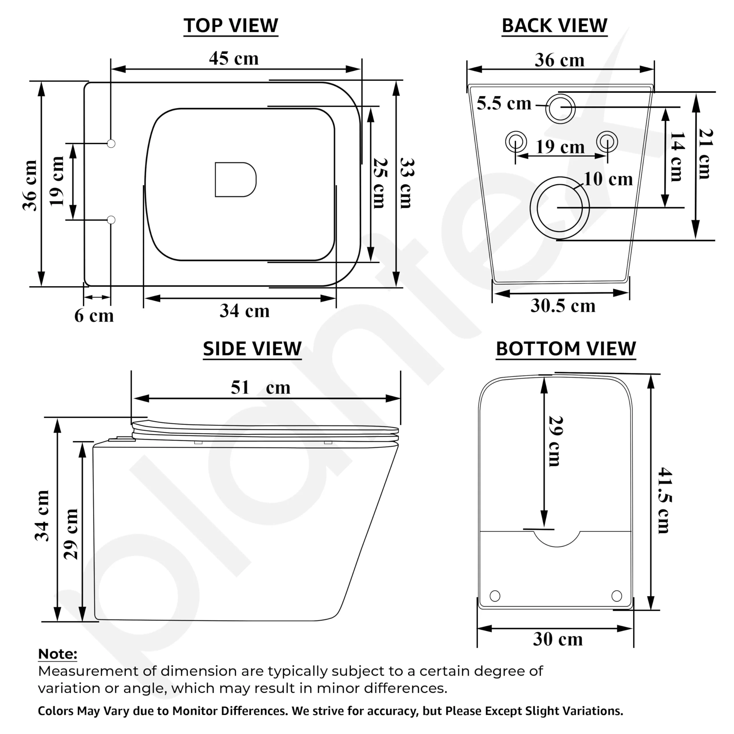 Plantex Ceramic Commode for Toilet/Rimless Washdown Western Toilet/P Trap Commode with Soft Closing Toilet Seat Cover - (LAS04, Blue) - Image 3