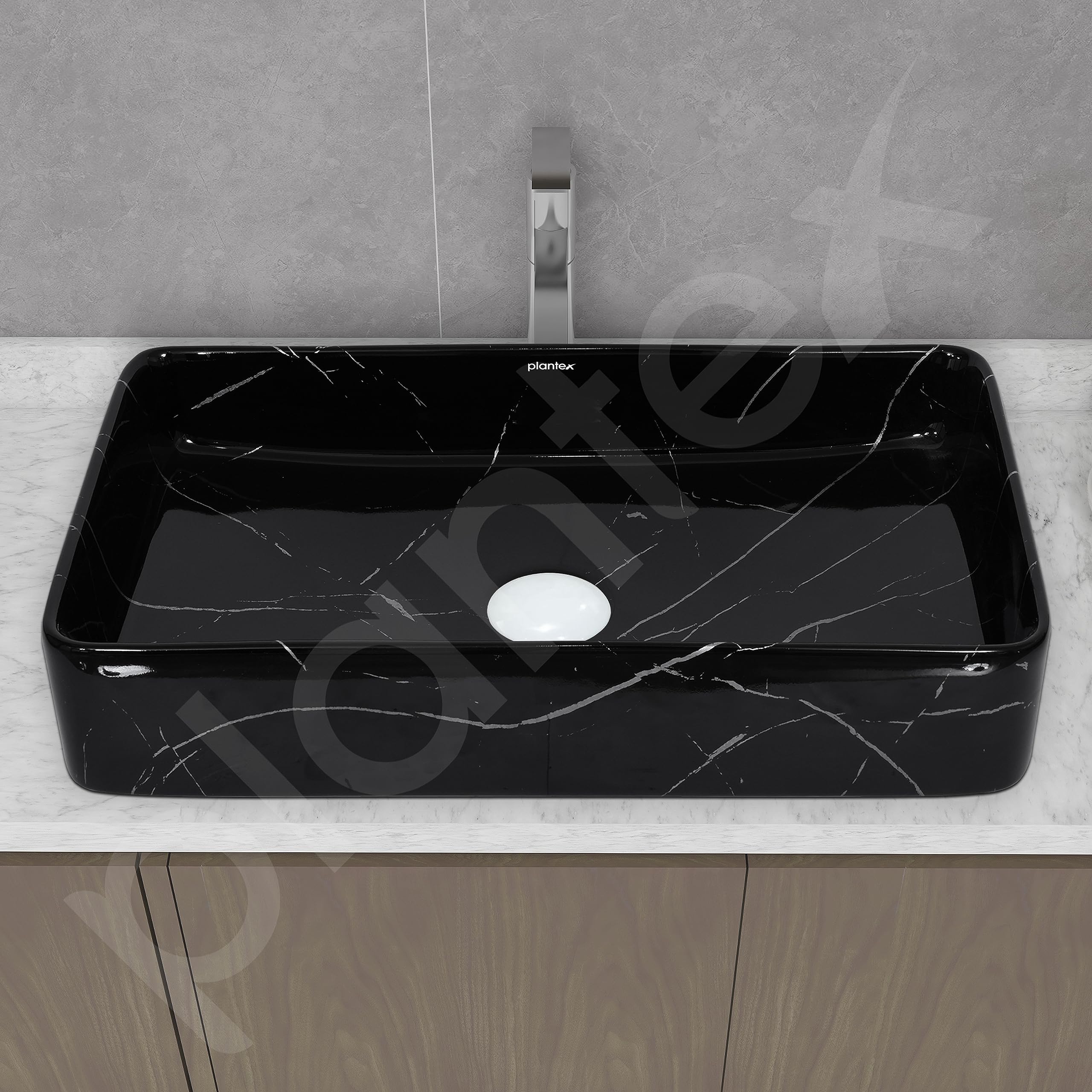 Plantex Ceramic Countertop Basin/Tabletop Washbasin/Bathroom Basin Sink/Marble Washbasin for Kitchen (White Veins, 24 x 13 x 5 Inch) - Image 6