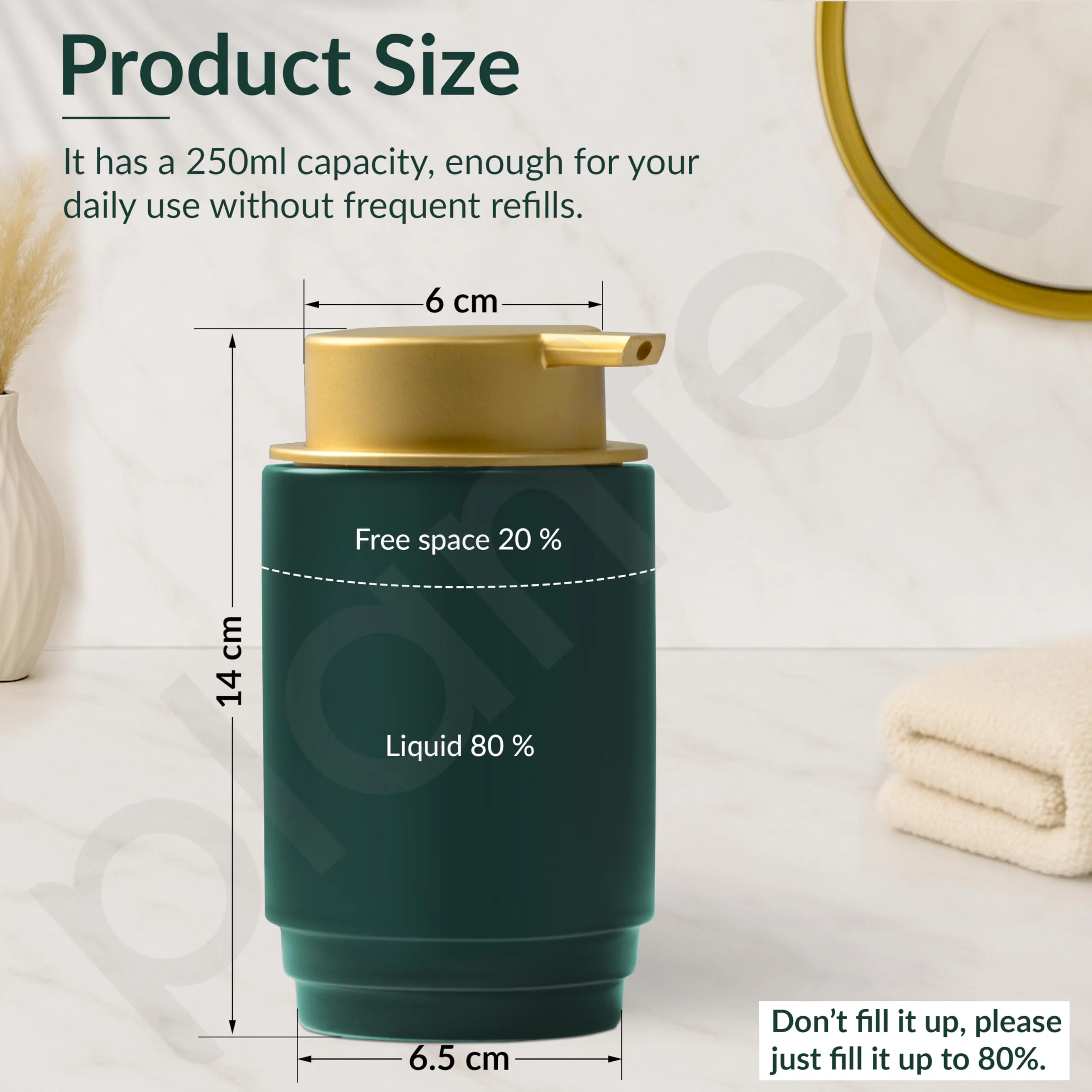 Plantex Ceramic Soap Dispenser for Washbasin/Hand Soap Dispenser/Soap Dispenser for Kitchen/Bathroom Accessories - Pack of 1 - Image 3