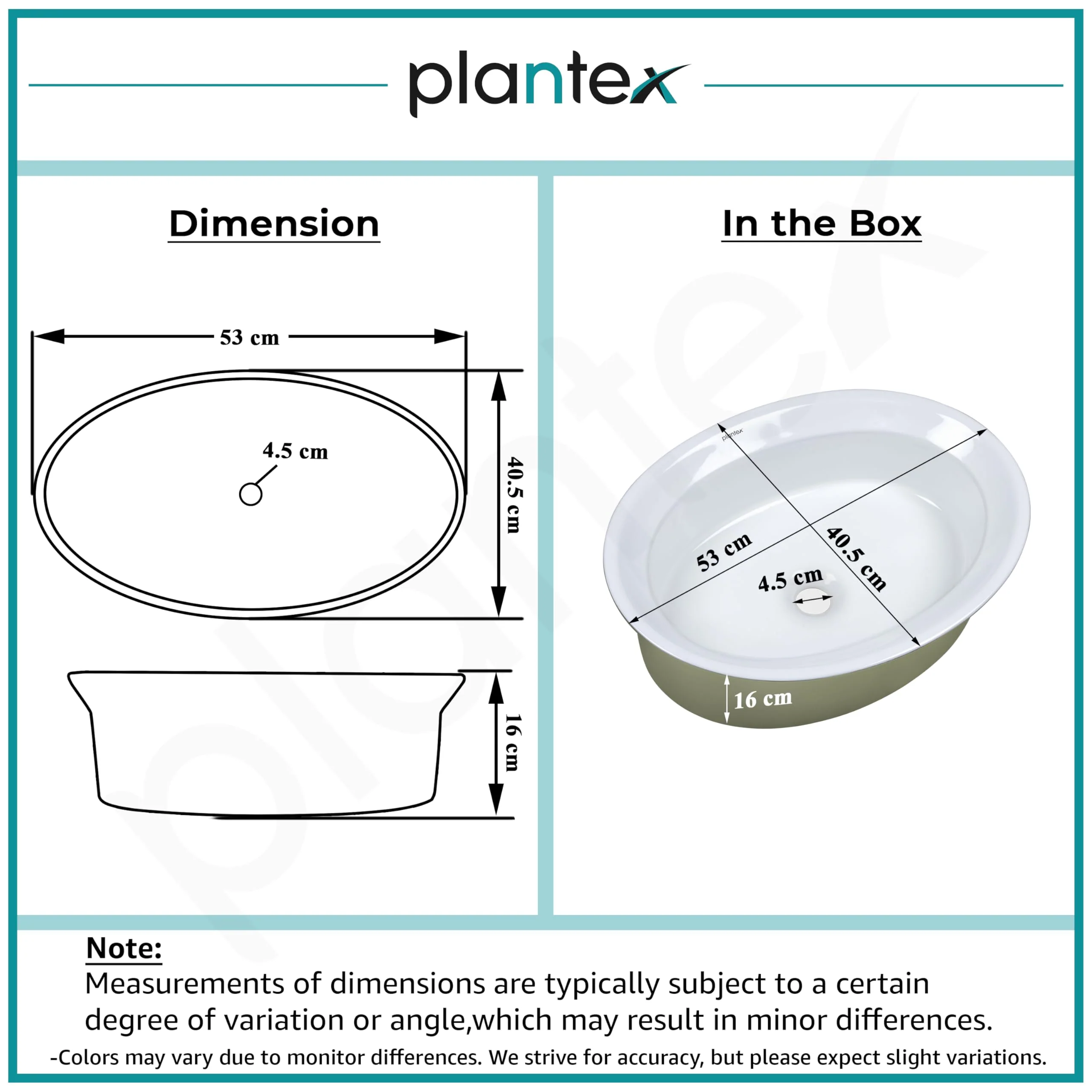 Plantex Ceramic Table Top Washbasin for Bathroom/Countertop Basin/Oval Counter Top Wash Basin for Home/Office/Hotel (21x16x6 Inch - White&Green) - Image 5