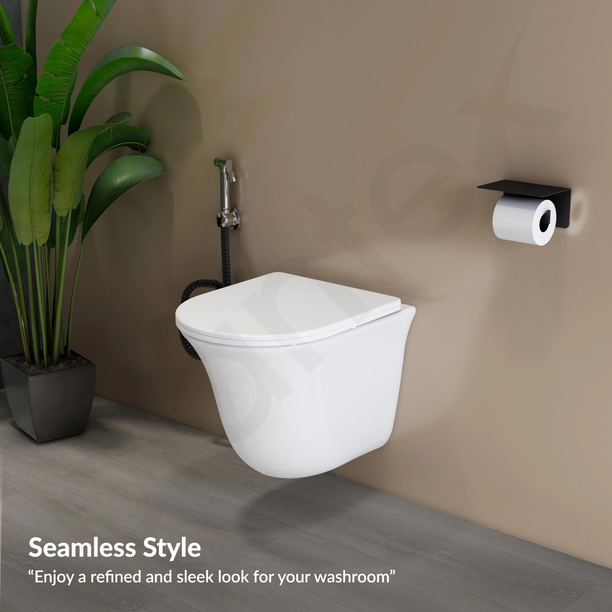 Plantex Ceramic Wall Hung Commode for Toilet/Rimless Washdown Western Commode/Commode with Soft Closing Toilet Seat - P Trap (Glossy White) - Image 2