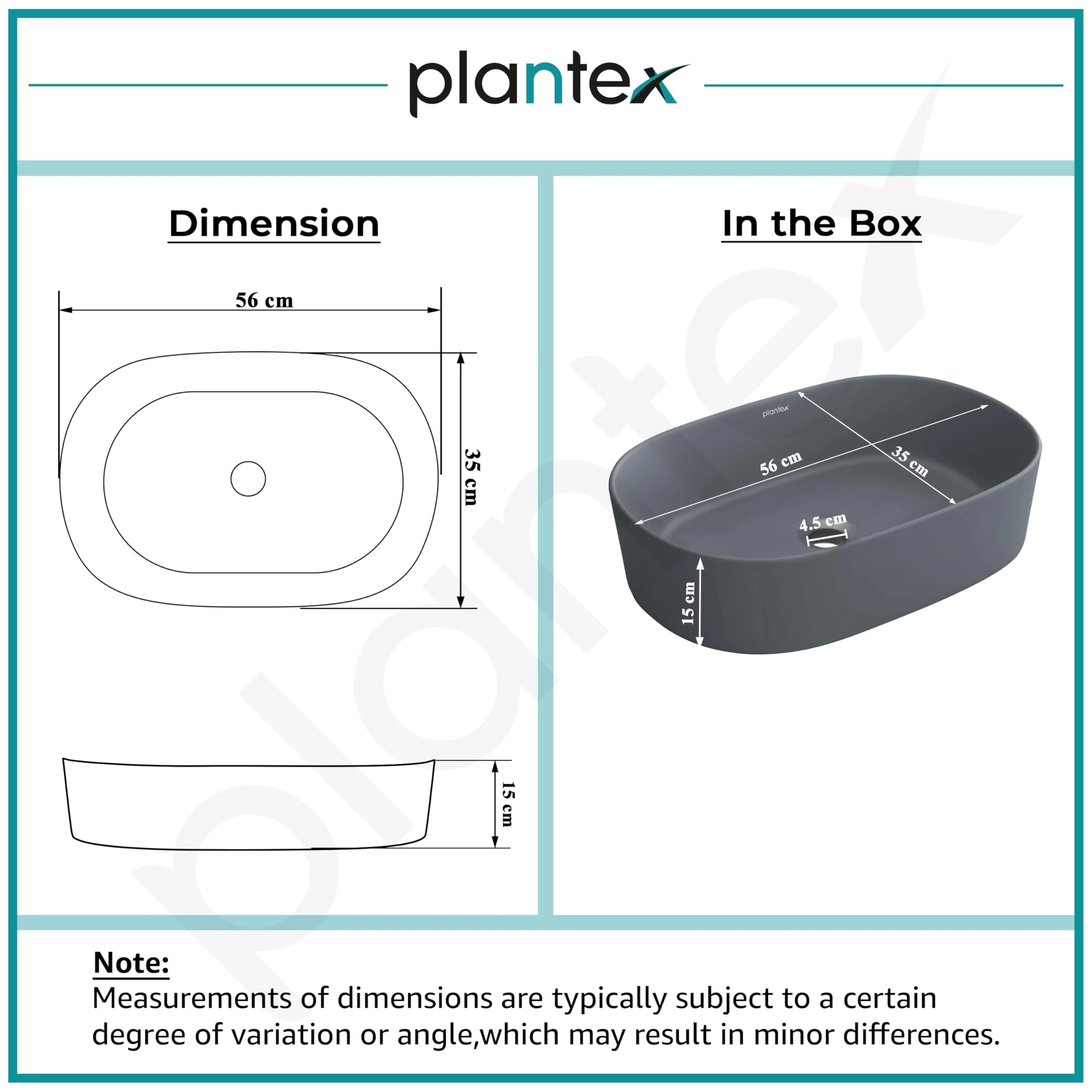Plantex Ceramic Wash Basin for Bathroom/Oval Table Top Basin/Countertop Vessel Sink for Home/Hotel - (3061, Cloud Grey) - Image 3