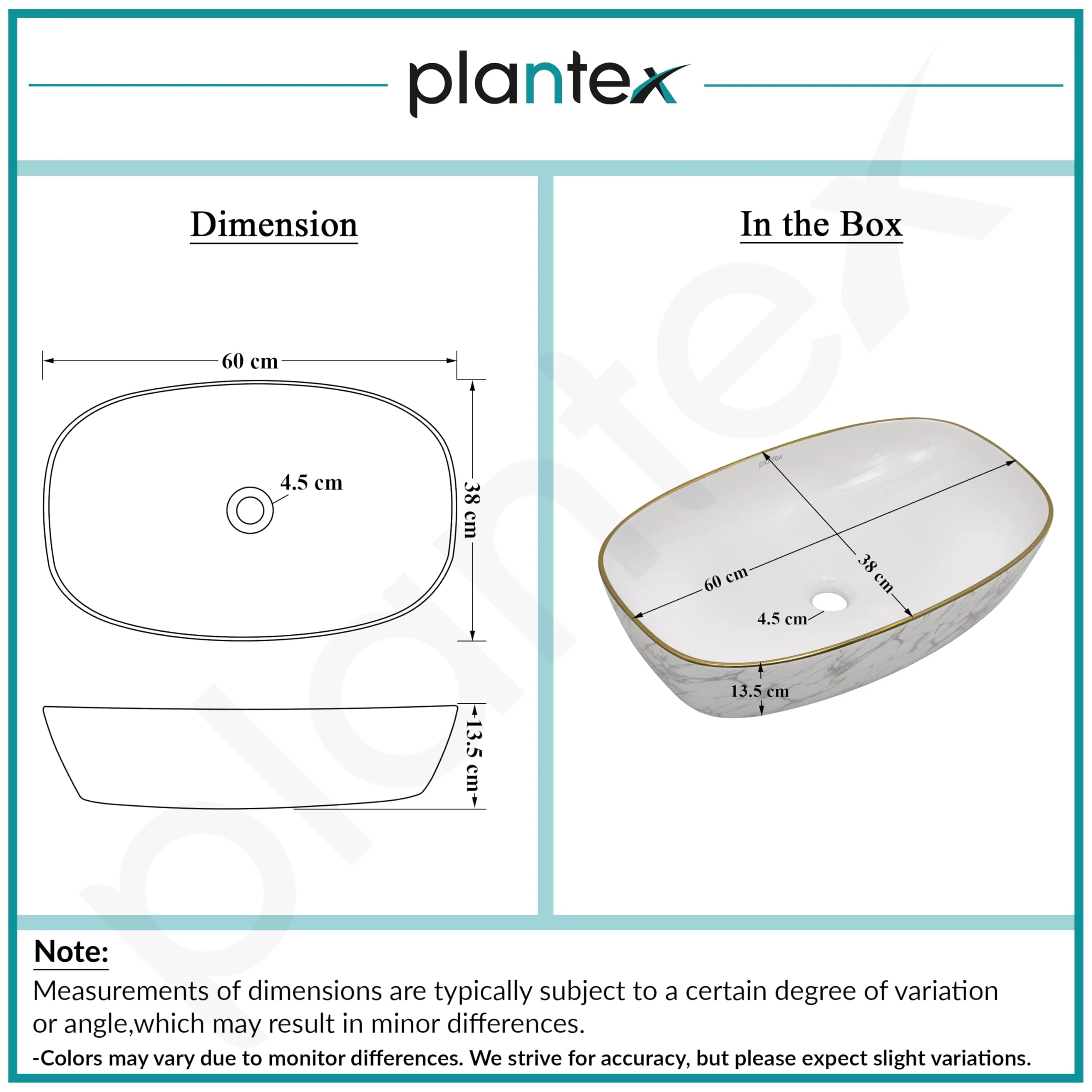 Plantex Ceramic Wash Basin for Bathroom/Table Top Ceramic Basin/Washbasin for Bathroom (White - 24 x 15 x 5.5 Inch) - Image 3
