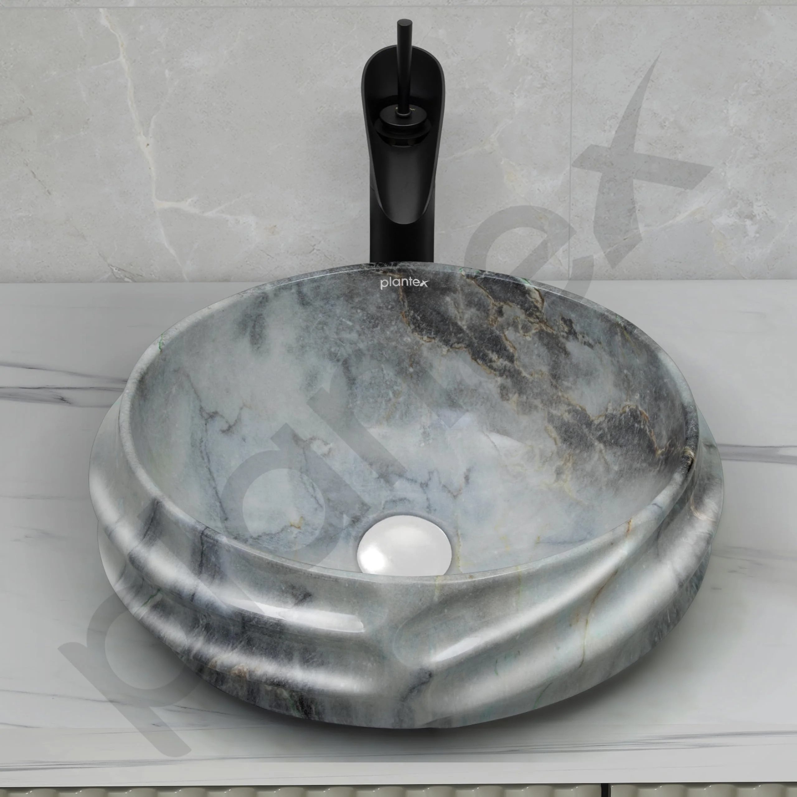 Plantex Ceramic Wash Basin for Bathroom/Table Top Ceramic Basin/Washbasin for Hotel/Restaurant (Marble Finish - 18 x 15 x 7 inch) - Image 7