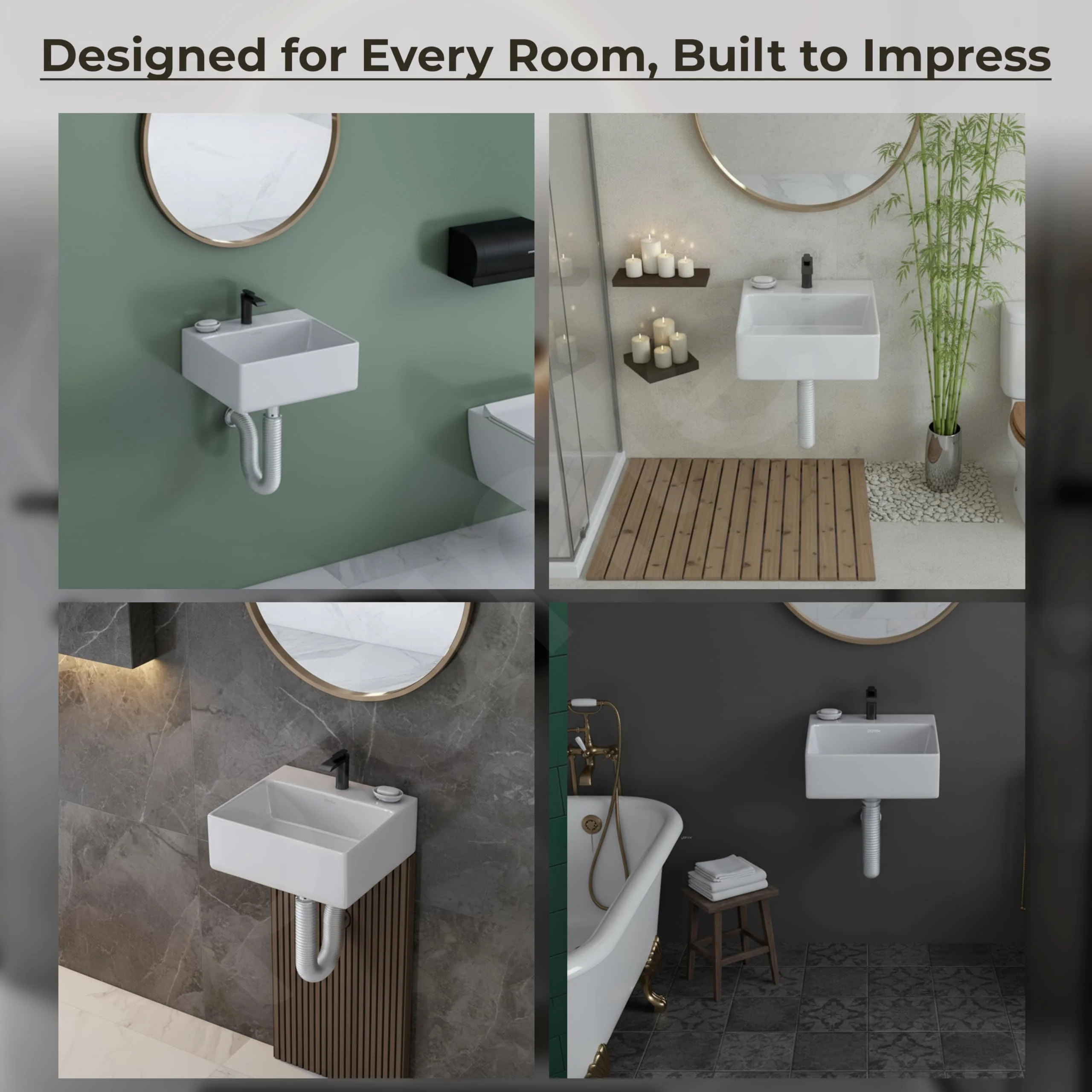 Plantex Ceramic Wash Basin for Bathroom/Wall Hung Basin/Bathroom Sink with 10 Years Glaze Warranty by Plantex/Washbasin for Restaurant/Hotel (Glossy White/Cuba - 14 x 12 x 5 Inch) - Image 4