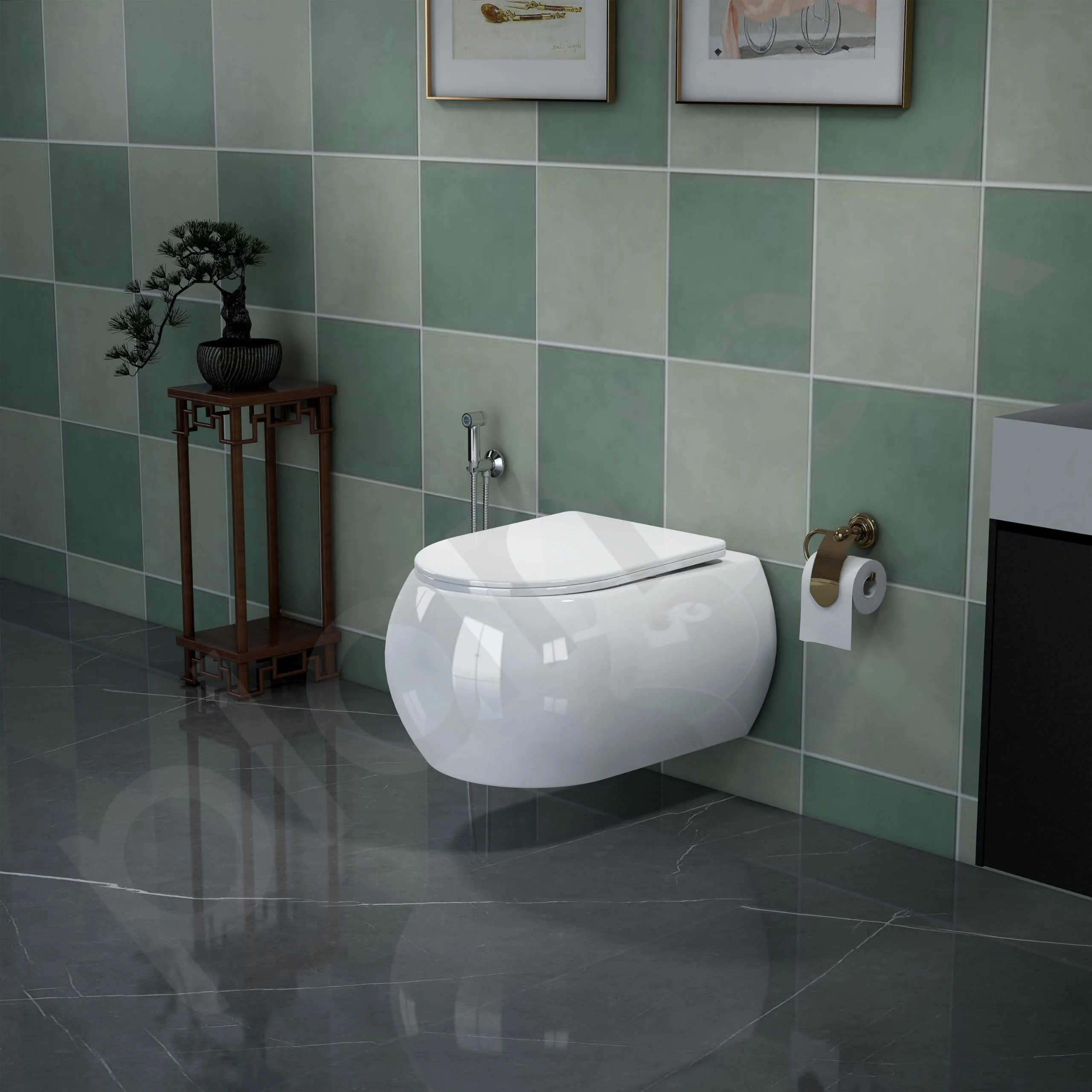Plantex Commode for Toilet/Ceramic Wall Hung Commode/Rimless Commode with Soft Closing Toilet Seat - P Trap (White) - Image 2