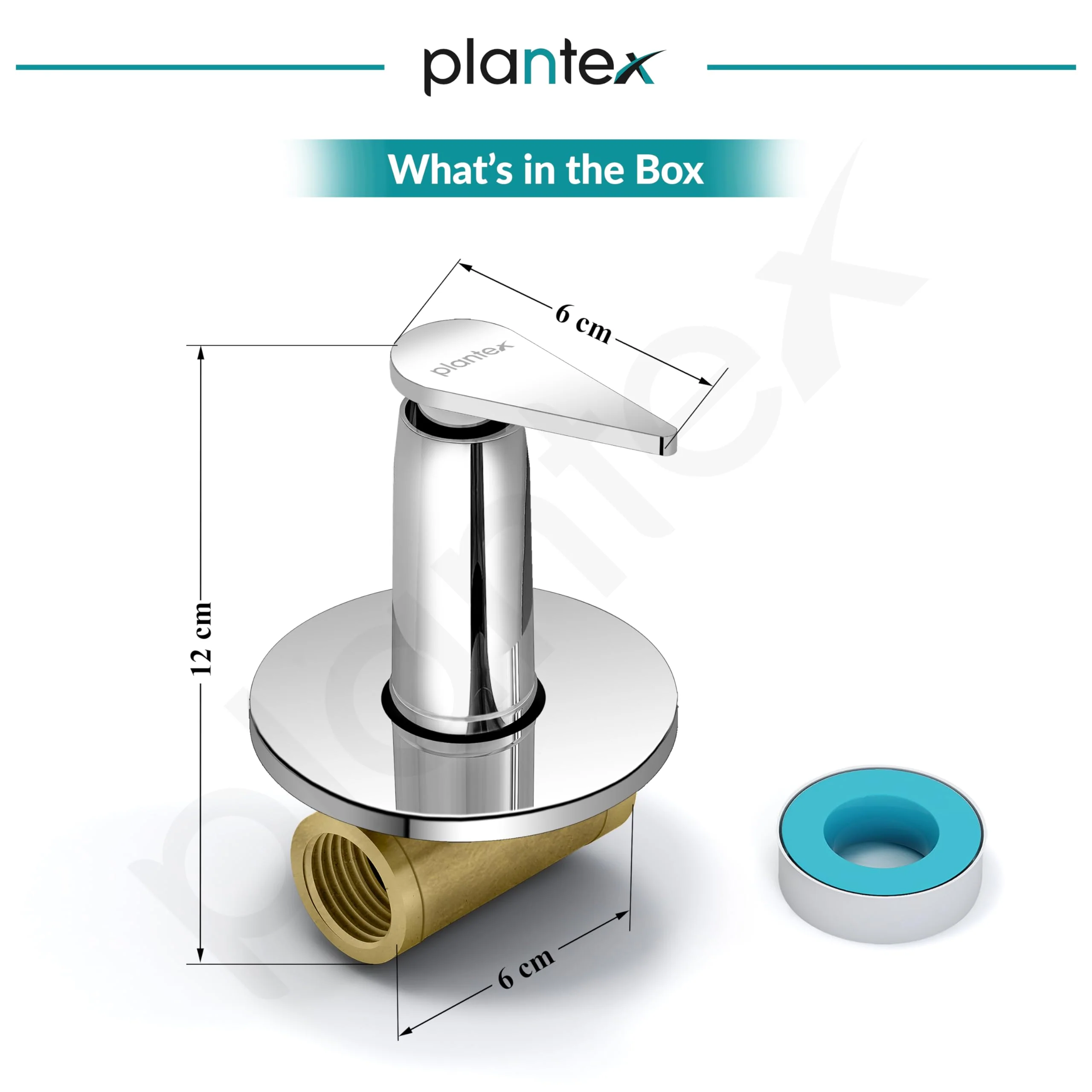Plantex Concealed Stop Cock/Pure Brass Concealed Stop Valve Tap For Bathroom With Teflon Tape & Brass Adjustable Wall Flange – 15mm (LEA-706, Mirror-Chrome Finish) - Image 3