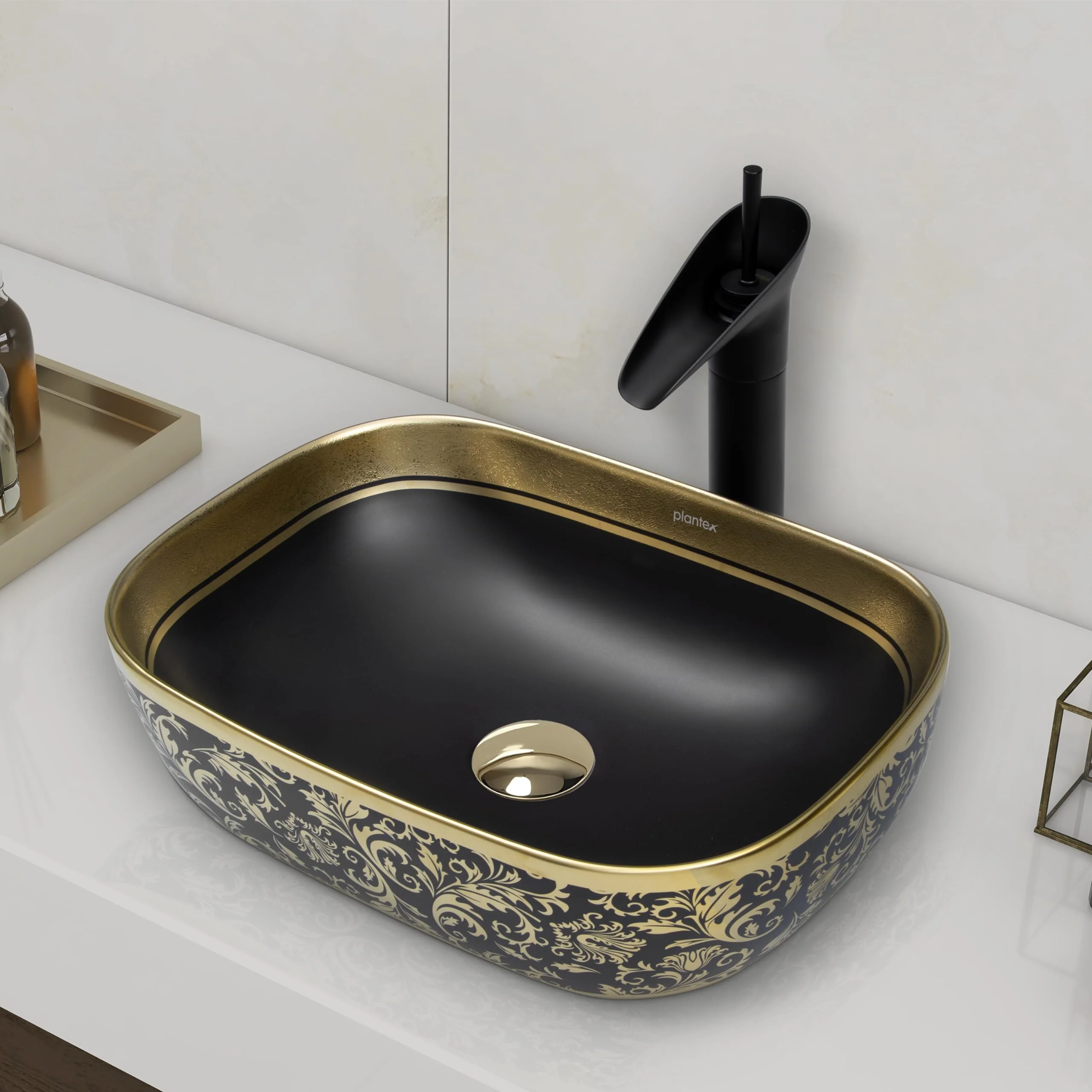 Plantex Designer Ceramic Basin/Table Top Wash Basin for Bathroom/Countertop Vessel Sink - Indo-European Collection (EQTT-466, 18 x 13 x 5.5) - Image 6