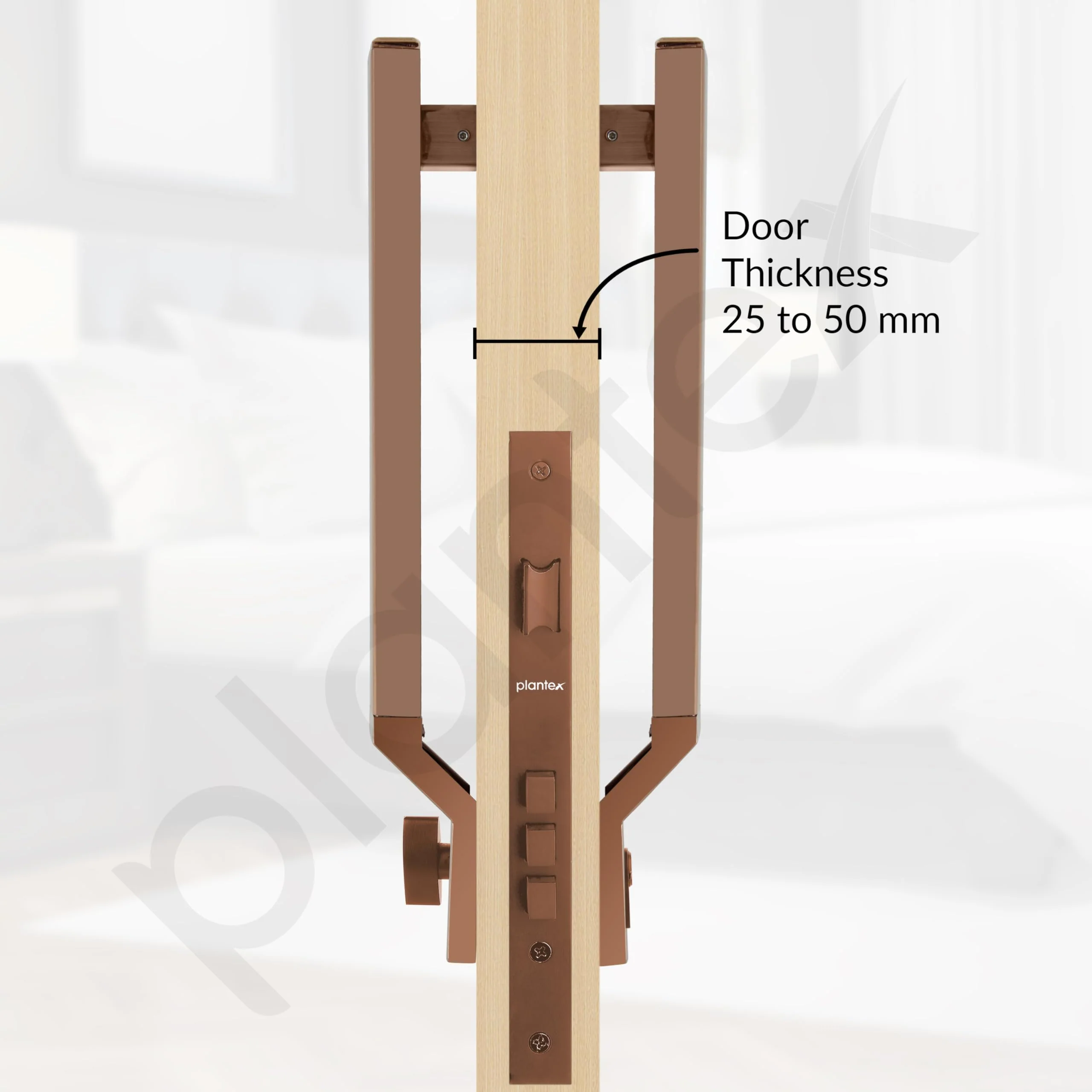 Plantex Door Handle/15 Inch Door Handle with Lock/Stainless Steel Handle Set for Home/Office/Door Accessories (Pack of 1, Rose Gold) - Image 5