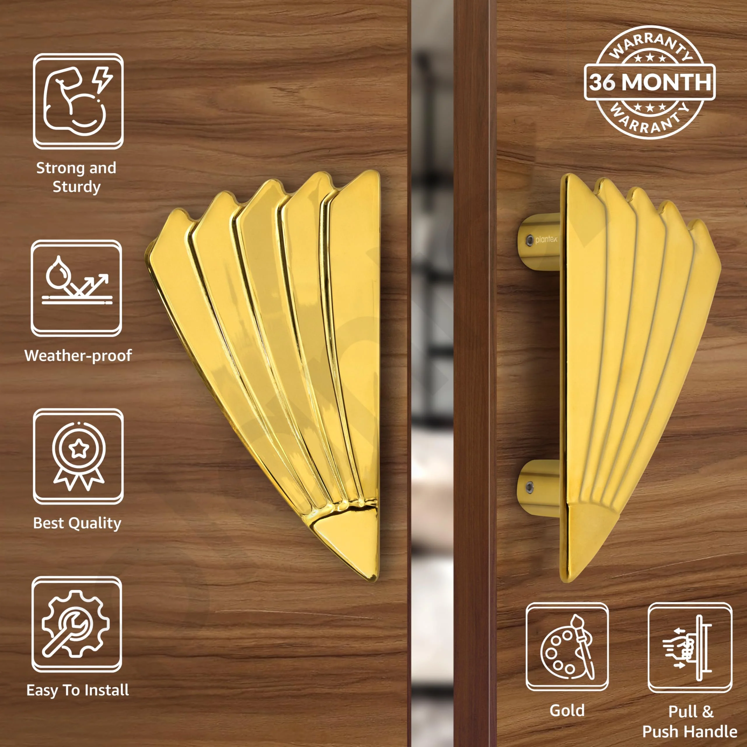 Plantex Door Handle/6 Inch Main Door Handle/Handle for Wooden Door/Pull-Push Door Handle/Door Accessories (Pack of 1, Gold) - Image 2