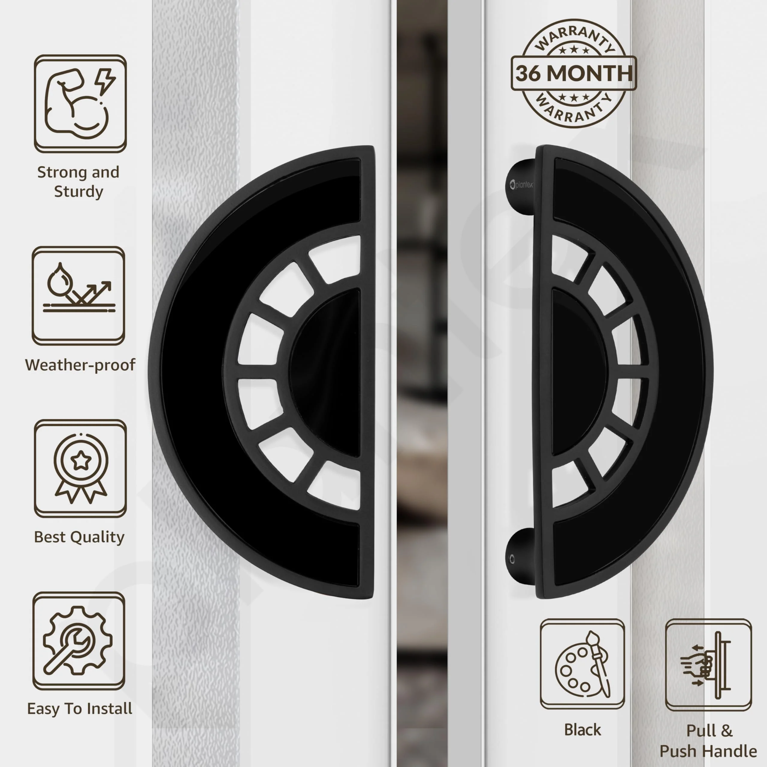 Plantex Door Handle/8 Inch Main Door Handle/Door Handle for Home/Pull-Push Door Handle/Door Accessories - Pack of 1 (Black) - Image 2