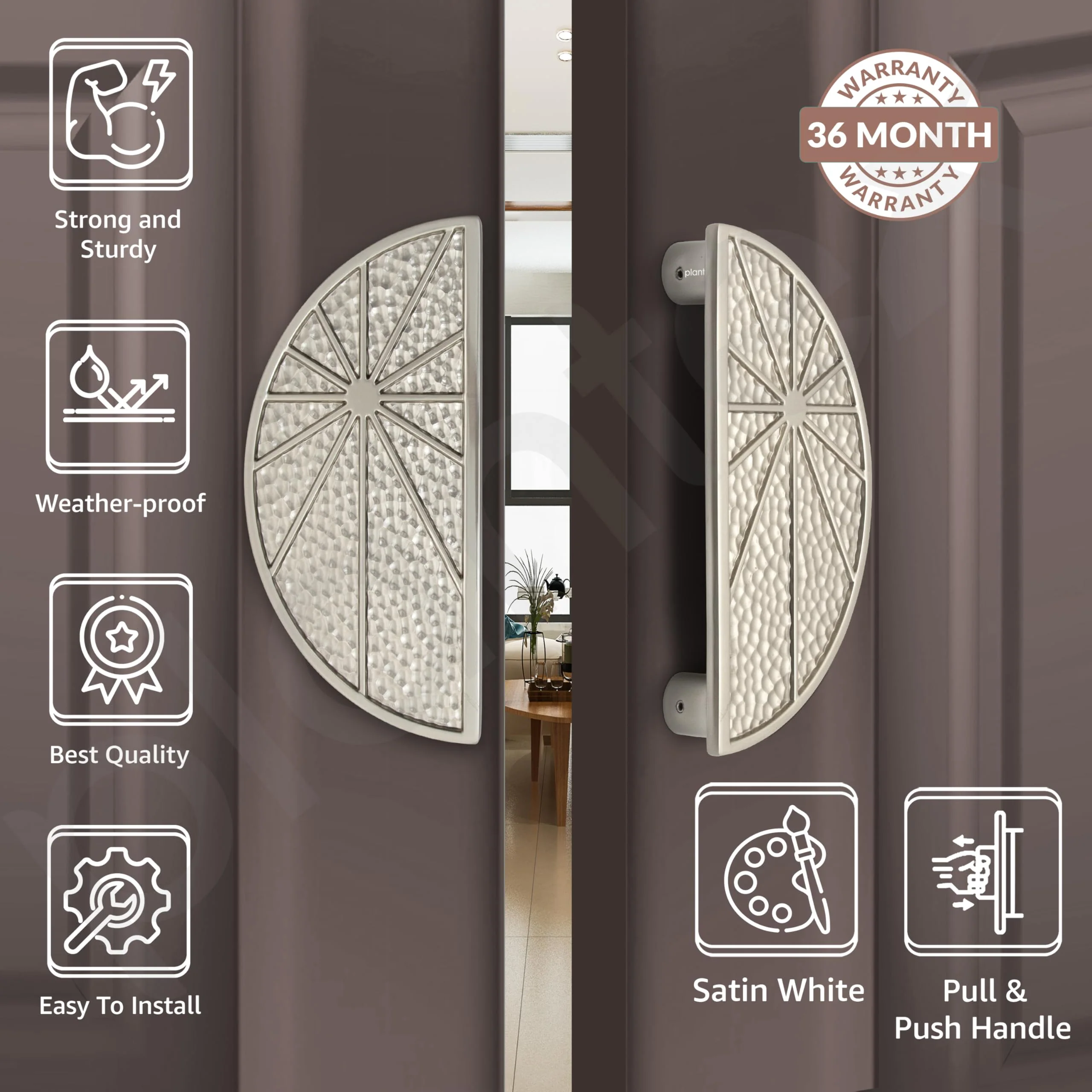 Plantex Door Handle/8 Inch Main Door Handle/Door Handle for Home/Pull-Push Door Handle/Door Accessories - Pack of 1 (Satin White) - Image 2
